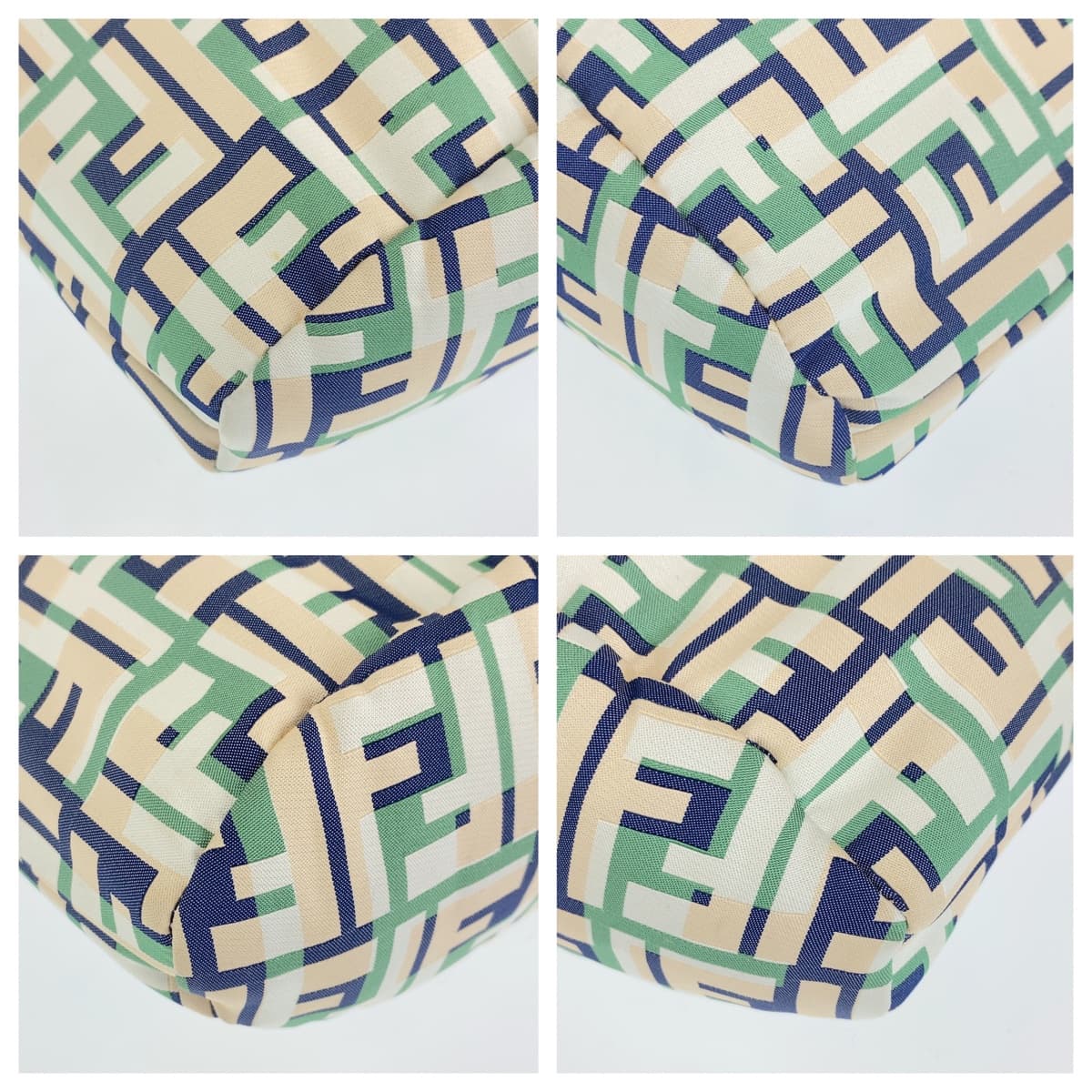 FENDI Shoulder Bag canvas Green Pink Navy Crossbody Shoulder Bag Messenger Bag Zucca Pattern FF logo Women Used