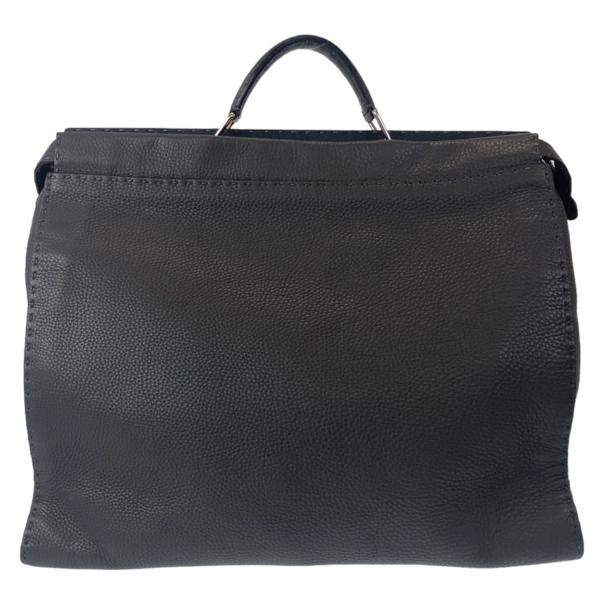 FENDI Business bag leather Grey SilverMetal Business Bag A4 Compatible Shoulder Bag Celeria Peekaboo mens Used