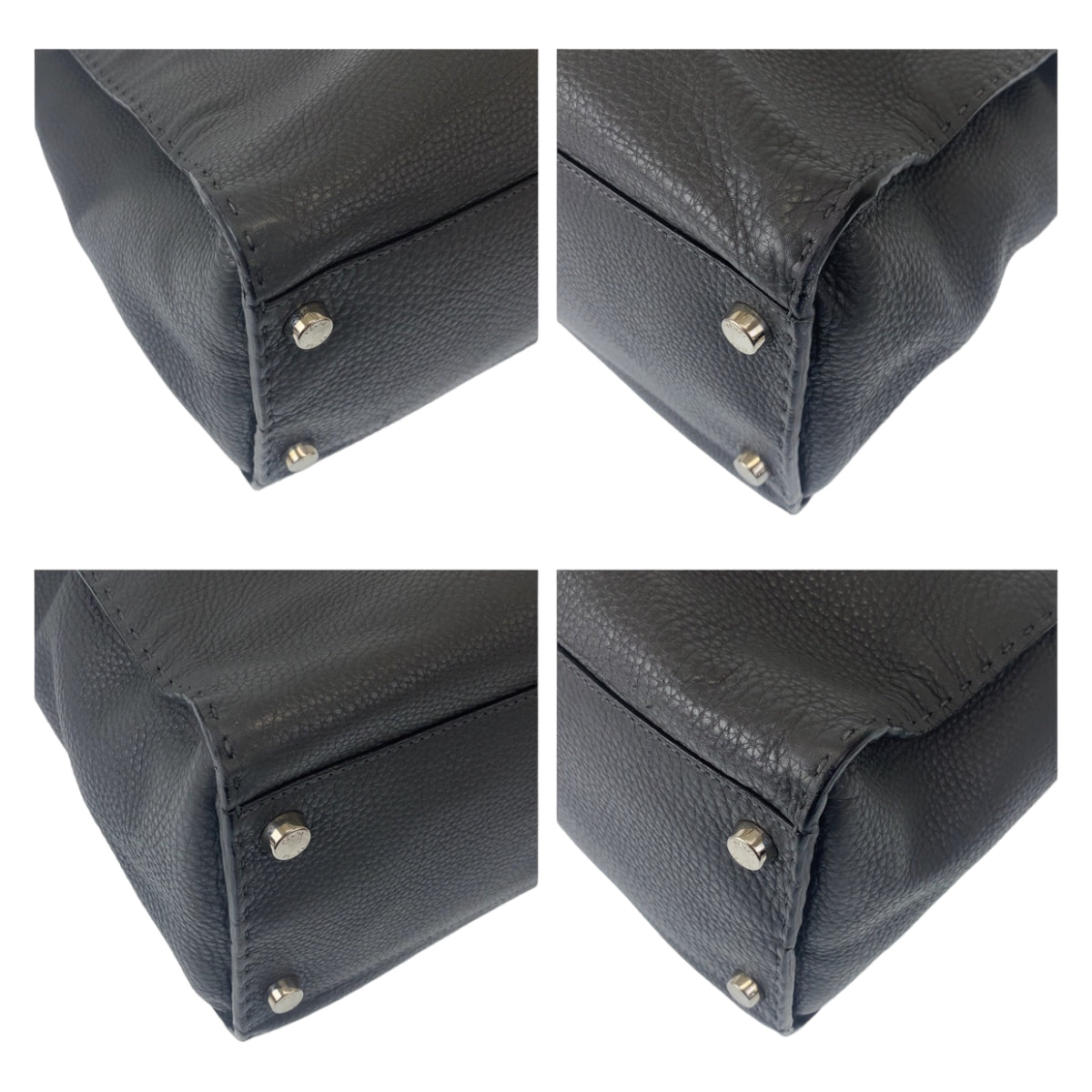 FENDI Business bag leather Grey SilverMetal Business Bag A4 Compatible Shoulder Bag Celeria Peekaboo mens Used