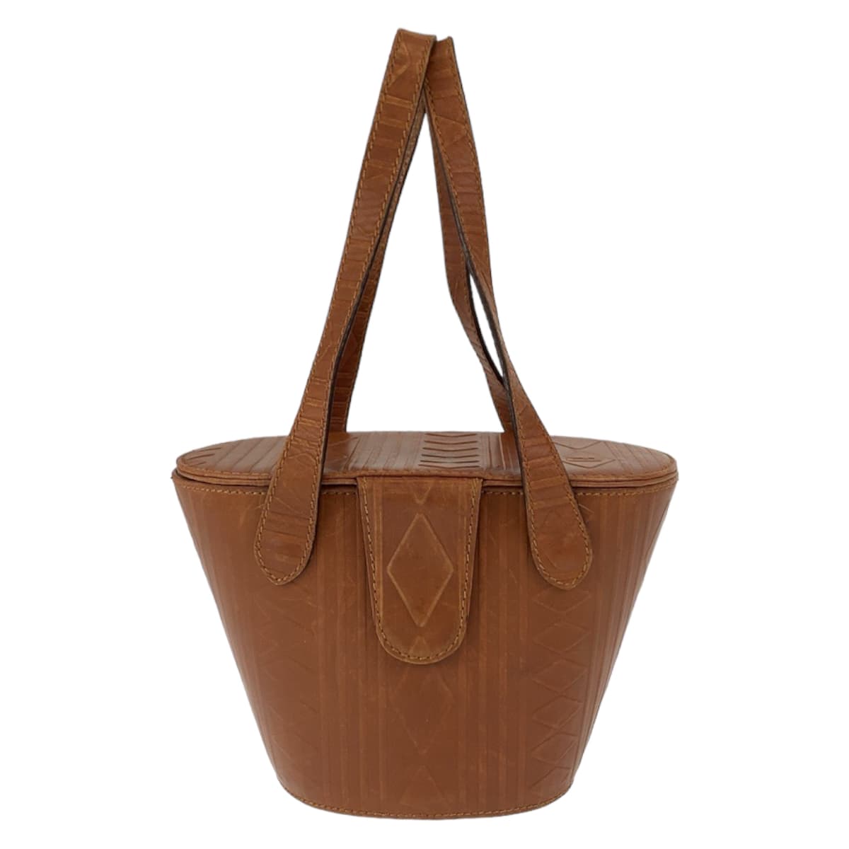 FENDI Handbag Patent leather Camel brown Handbag bucket bag Carving Women Used