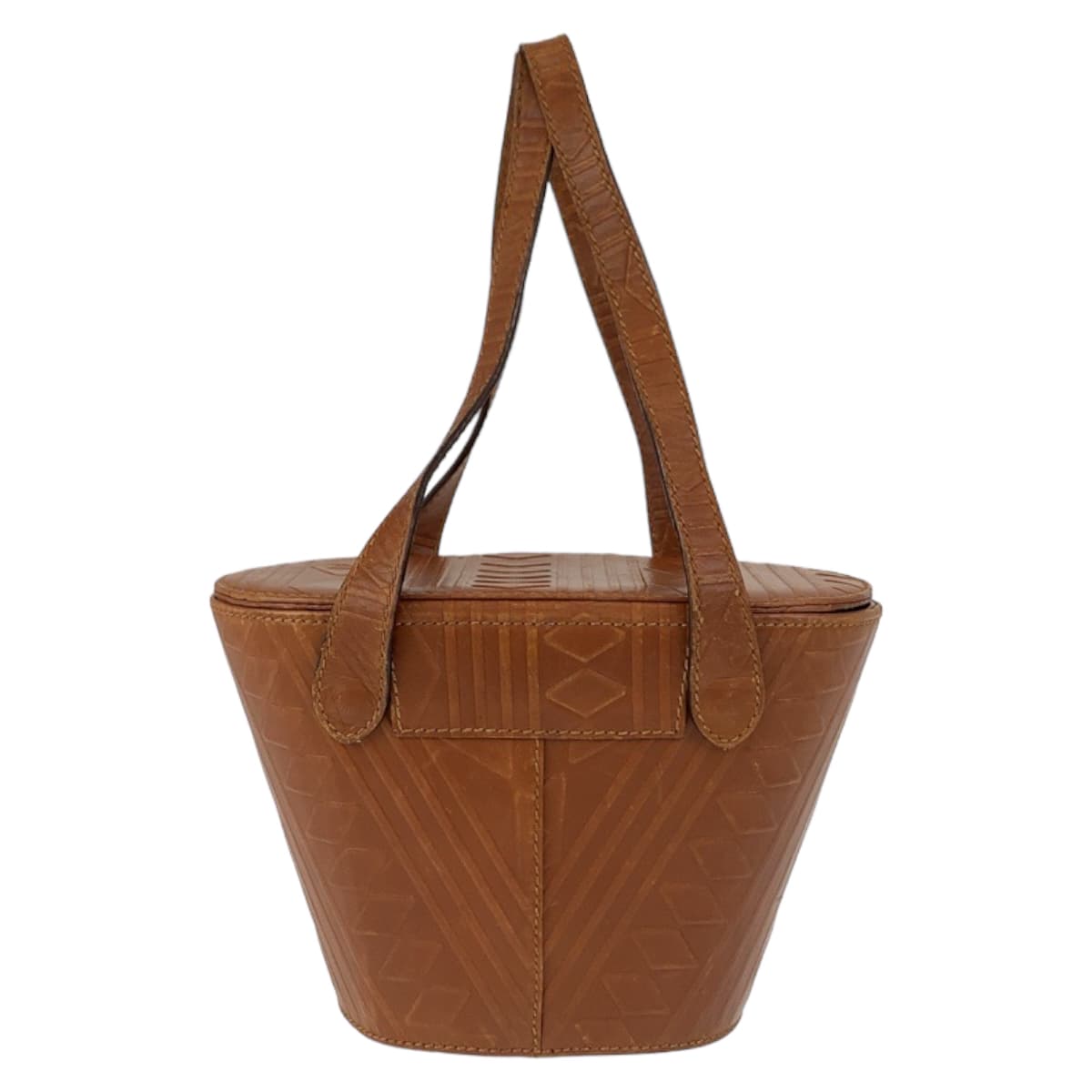 FENDI Handbag Patent leather Camel brown Handbag bucket bag Carving Women Used