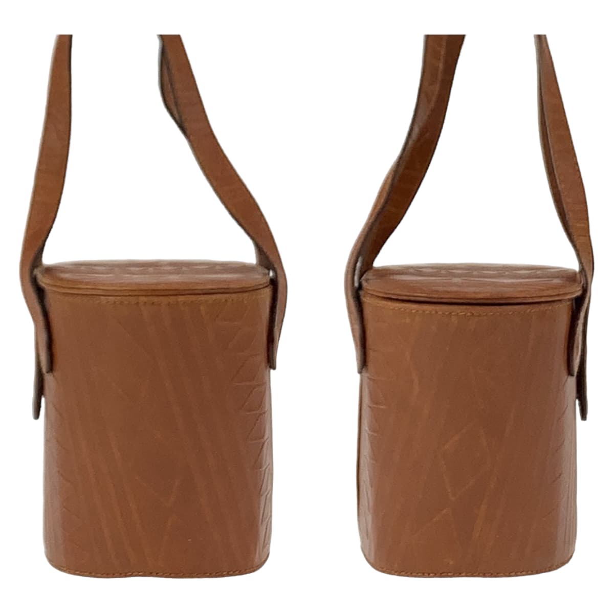 FENDI Handbag Patent leather Camel brown Handbag bucket bag Carving Women Used