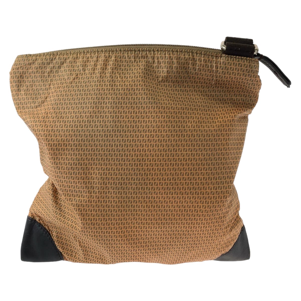 FENDI Shoulder Bag 8BTI84 Nylon Brown Orange SilverMetal Shoulder Bag Crossbody Pochette ZucchinoPattern Women Used