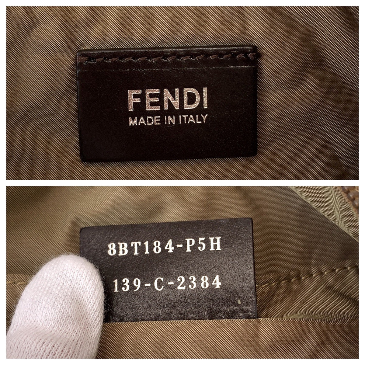 FENDI Shoulder Bag 8BTI84 Nylon Brown Orange SilverMetal Shoulder Bag Crossbody Pochette ZucchinoPattern Women Used