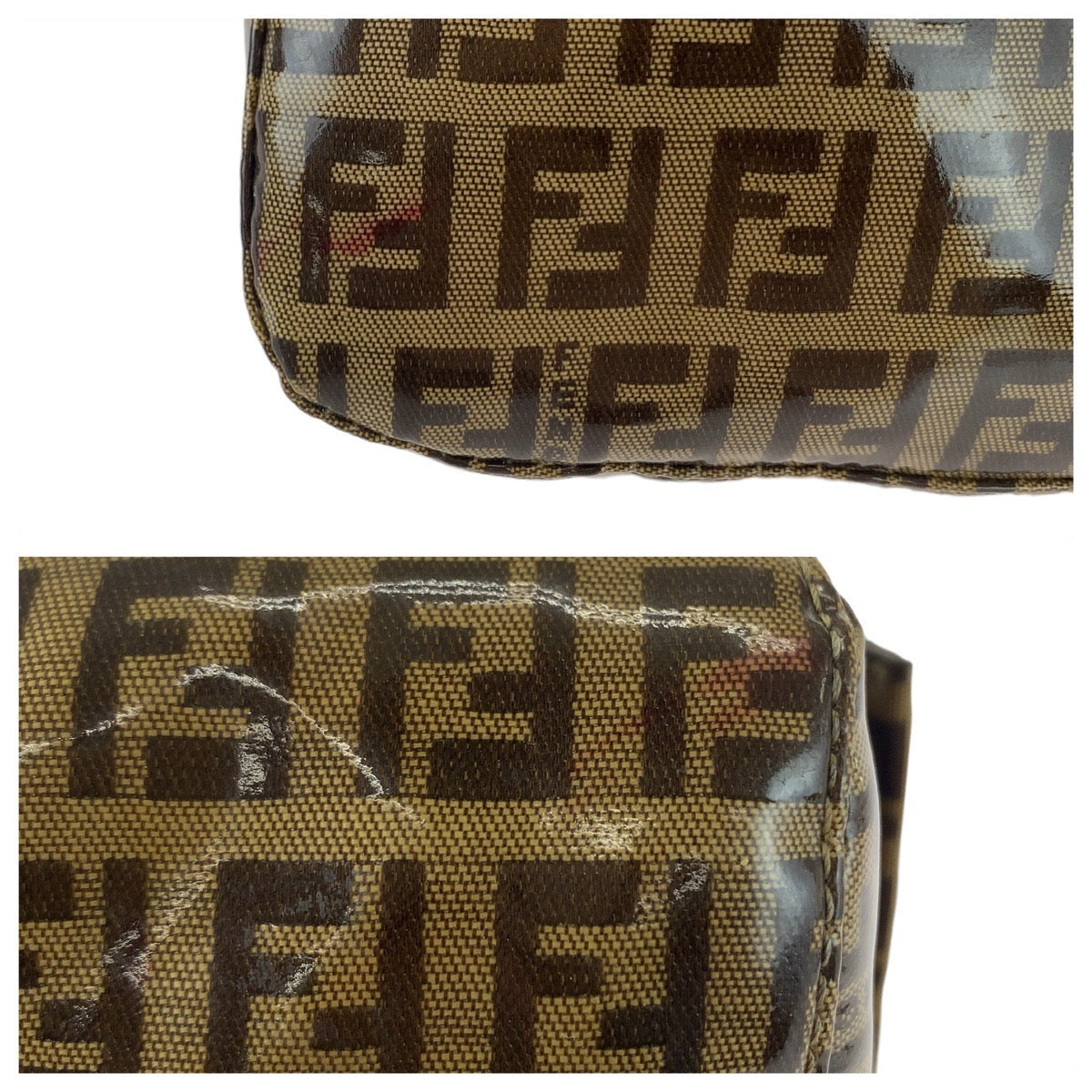 FENDI Shoulder Bag Coated canvas, leather Brown Gold Metal Shoulder Bag Zucchino Zucca Mamma Bucket Women Used