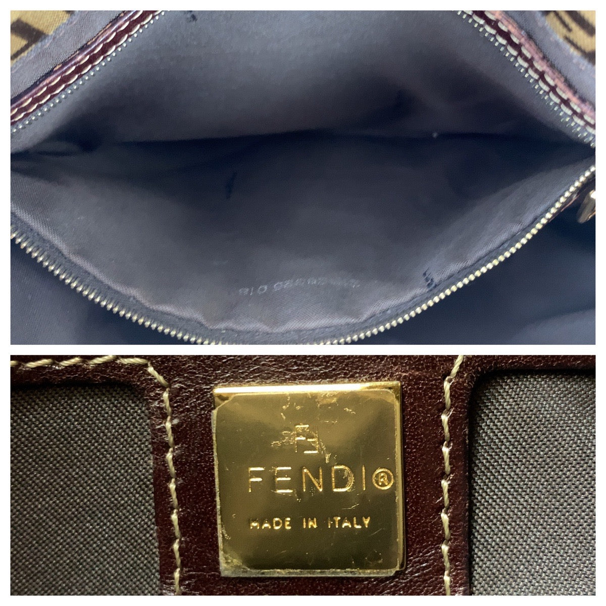 FENDI Shoulder Bag Coated canvas, leather Brown Gold Metal Shoulder Bag Zucchino Zucca Mamma Bucket Women Used