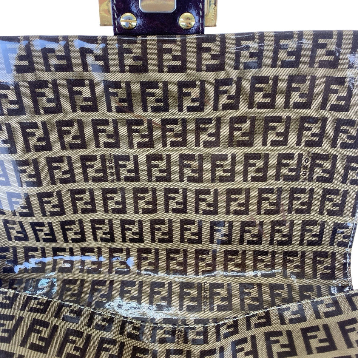 FENDI Shoulder Bag Coated canvas, leather Brown Gold Metal Shoulder Bag Zucchino Zucca Mamma Bucket Women Used