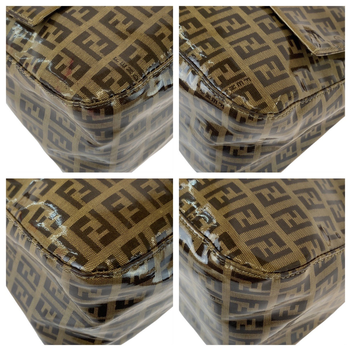 FENDI Shoulder Bag Coated canvas, leather Brown Gold Metal Shoulder Bag Zucchino Zucca Mamma Bucket Women Used