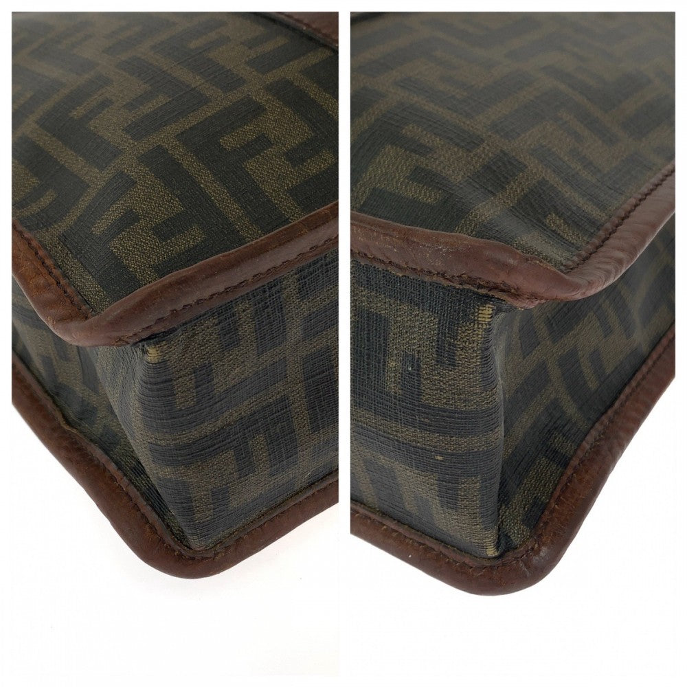 FENDI Tote Bag 7VA243 PVC Brown Silver Metal Tote Bag handbag Zucca Pattern mens Used