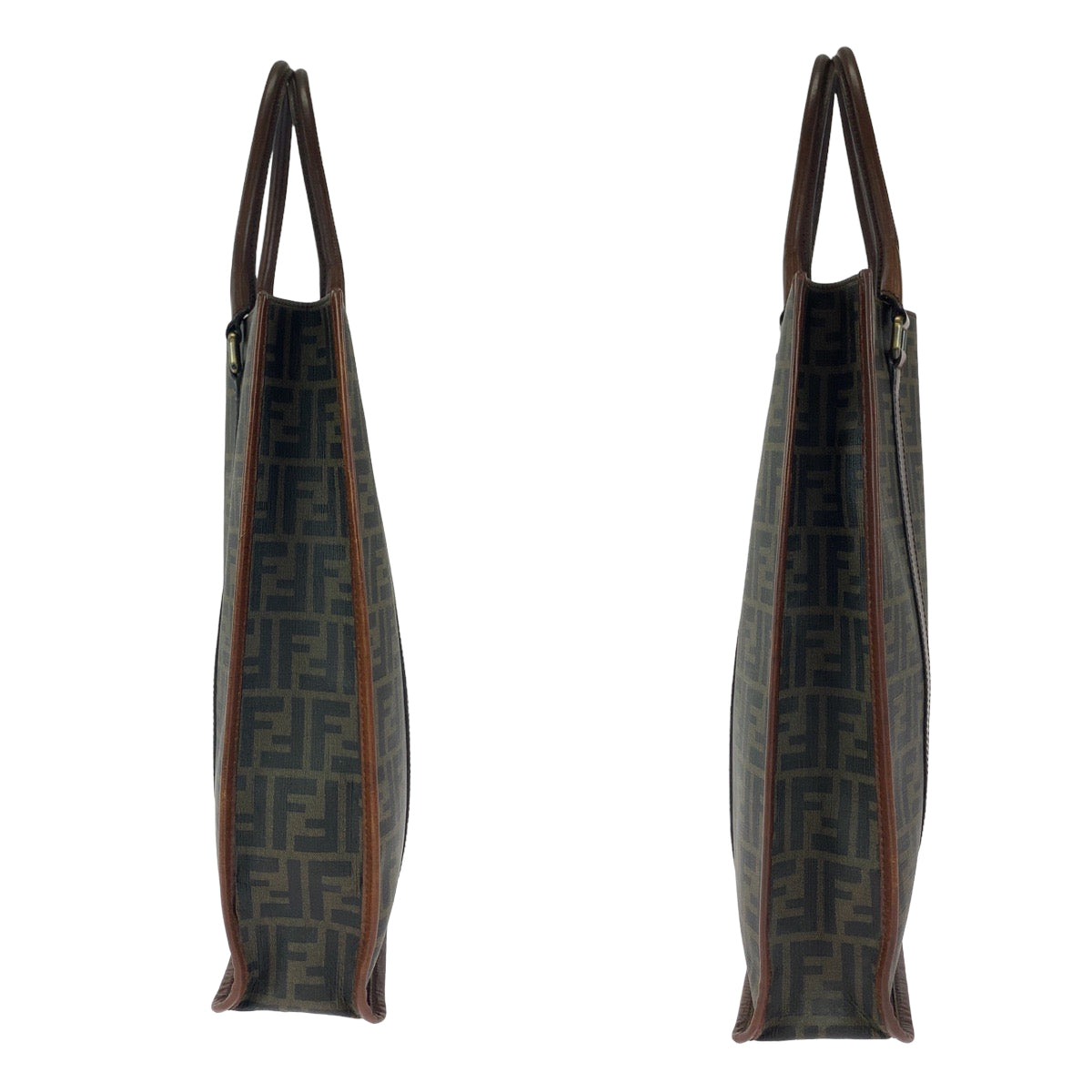 FENDI Tote Bag 7VA243 PVC Brown Silver Metal Tote Bag handbag Zucca Pattern mens Used