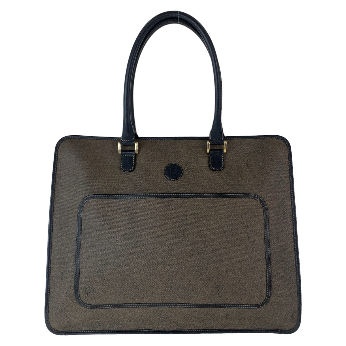 FENDI Business bag PVC, Leather Brown Gold Metal Business Bag Tote Bag A4 compatible Women Used