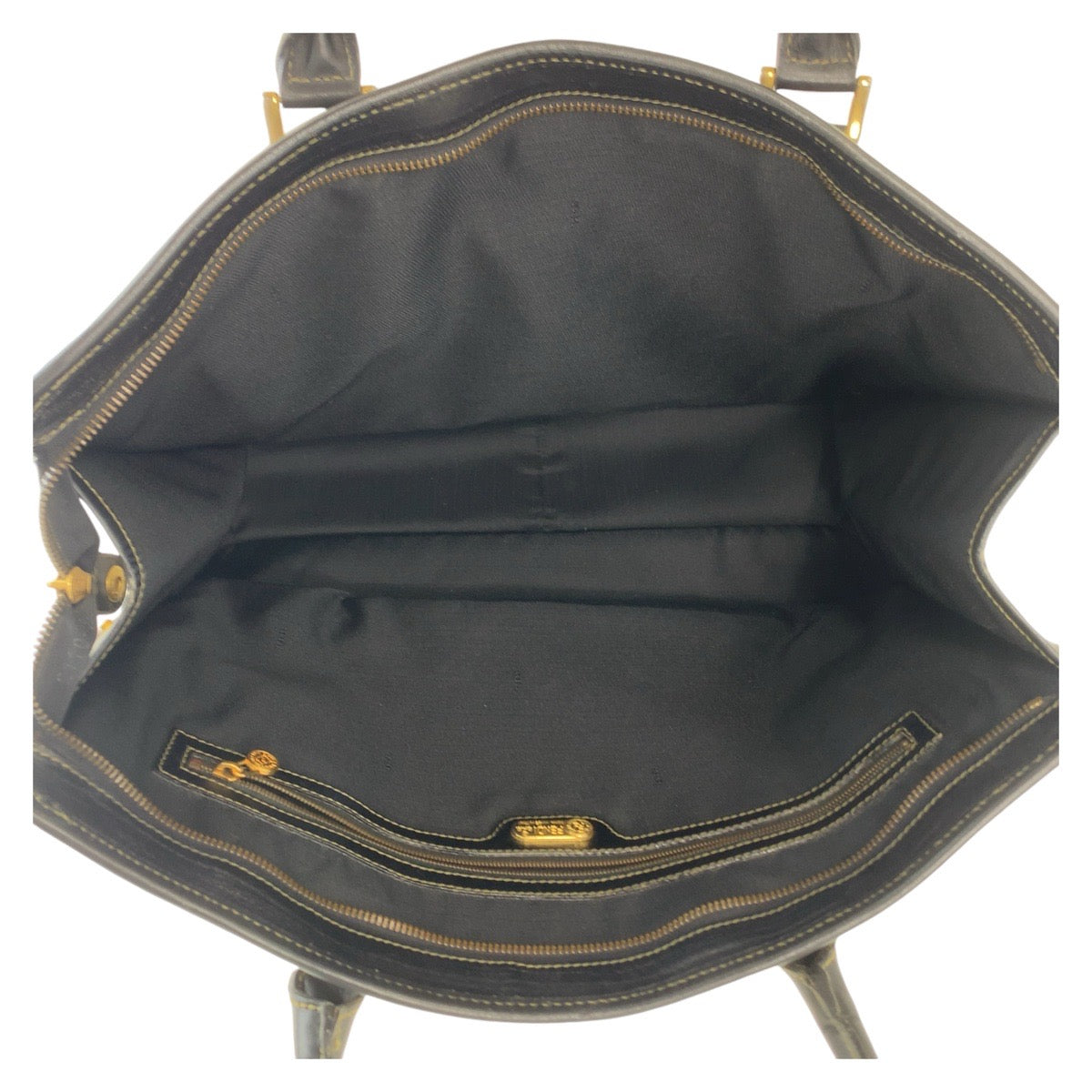 FENDI Business bag PVC, Leather Brown Gold Metal Business Bag Tote Bag A4 compatible Women Used