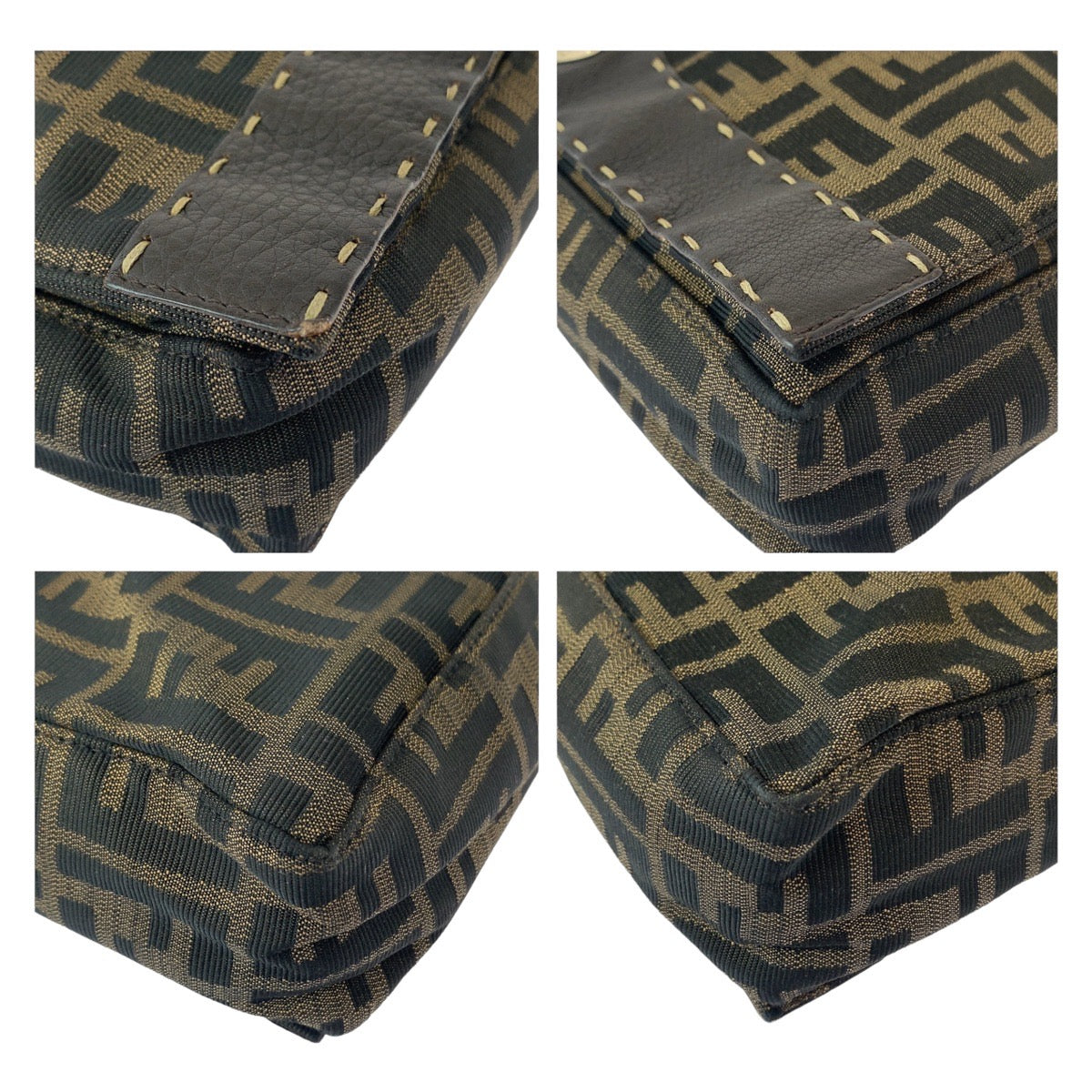 FENDI Shoulder Bag Canvas, Leather Brown Gold Metal Crossbody Shoulder Bag Messenger Bag Zucca Women Used