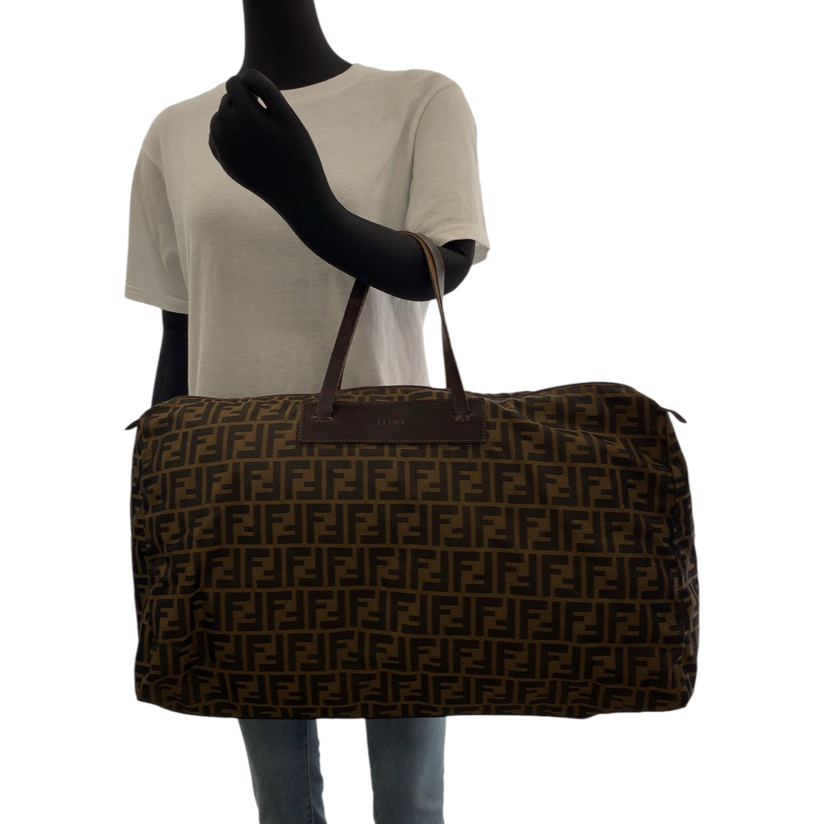 FENDI Tote Bag 15418 0 009 canvas Brown Silver Metal Tote Bag handbag Zucca Women Used