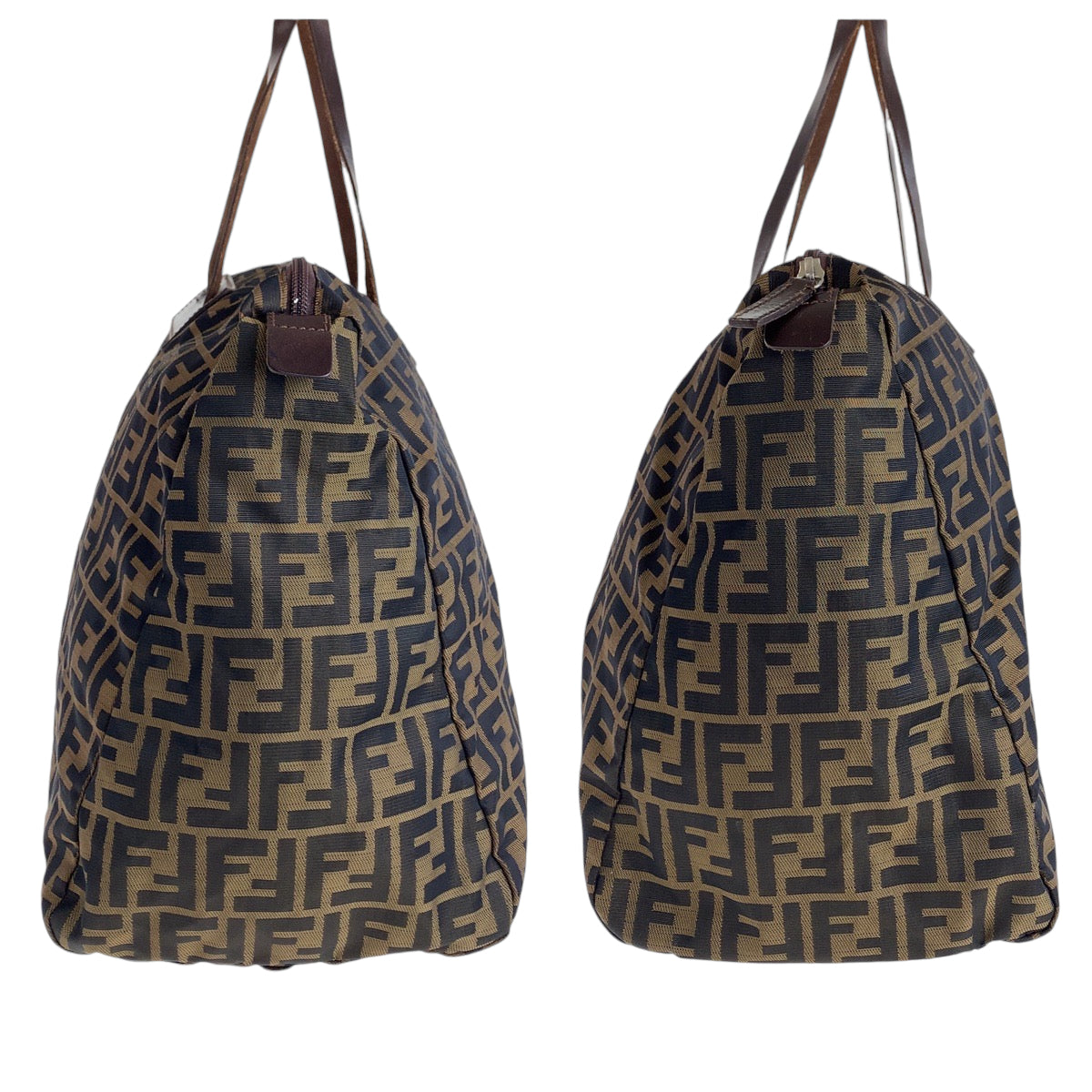 FENDI Tote Bag 15418 0 009 canvas Brown Silver Metal Tote Bag handbag Zucca Women Used