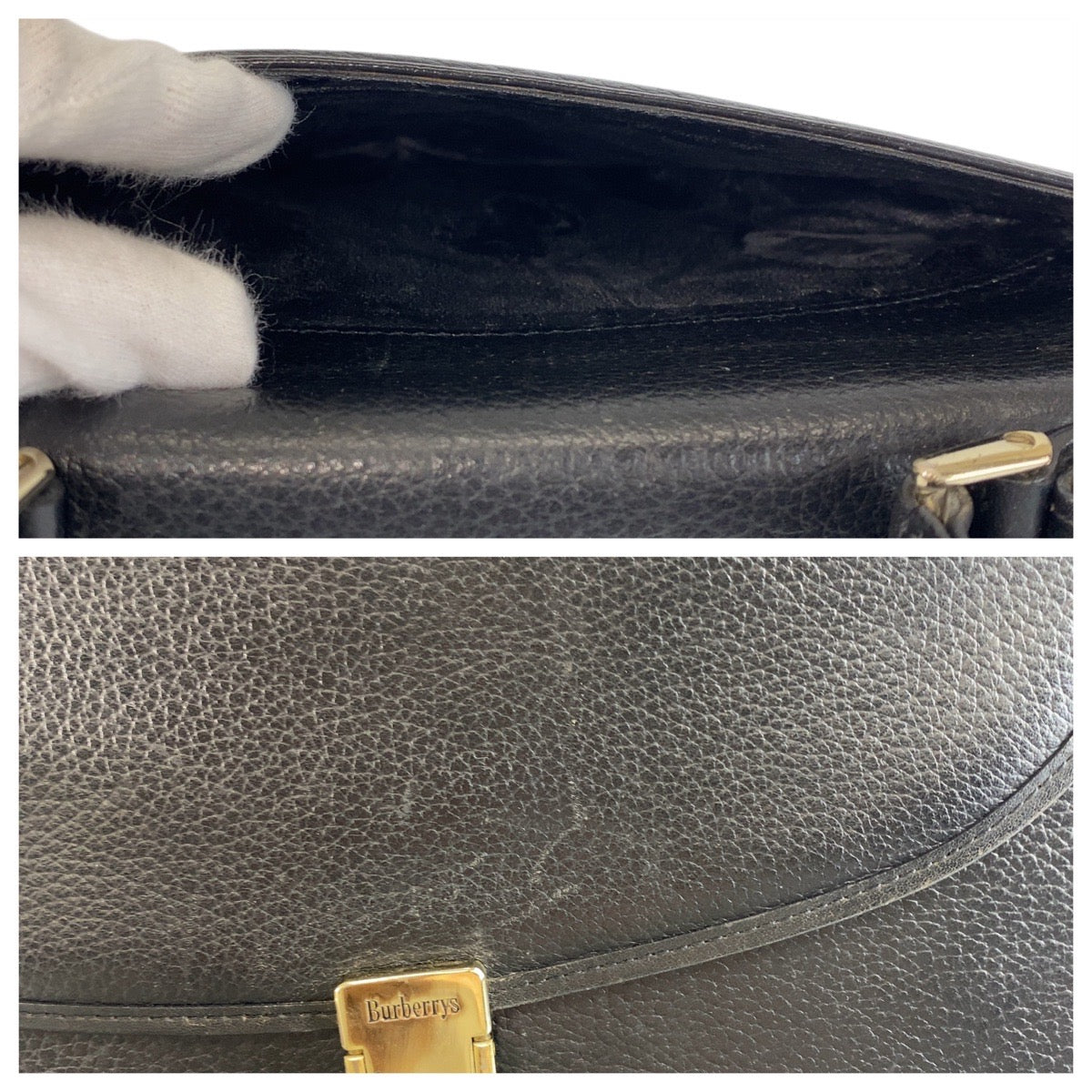 FENDI Handbag leather Black GoldMetal Handbag macaroni Women Used