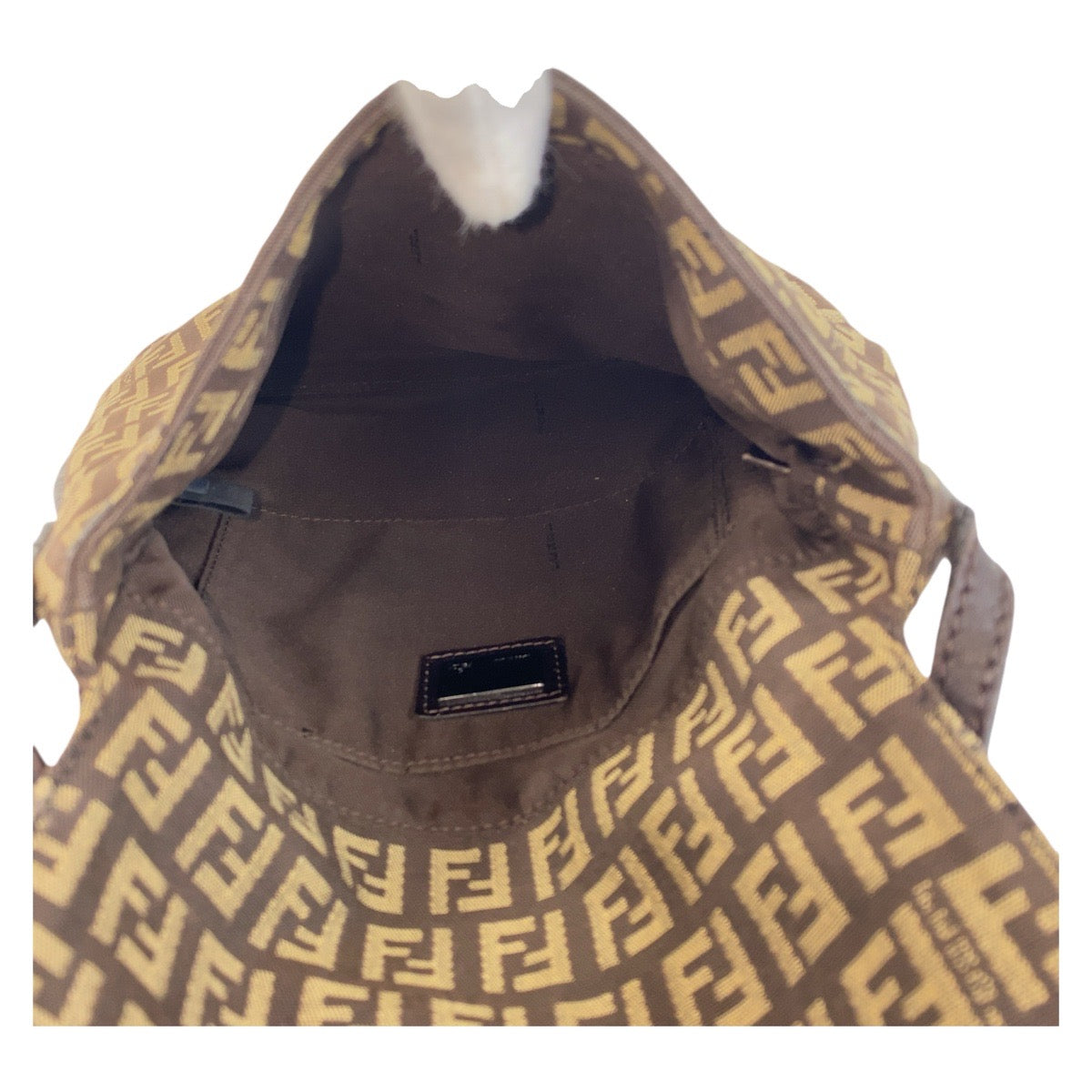 FENDI Shoulder Bag canvas Brown Silver Metal Crossbody Shoulder Bag Pochette Zucchino Kamsepochet Women Used