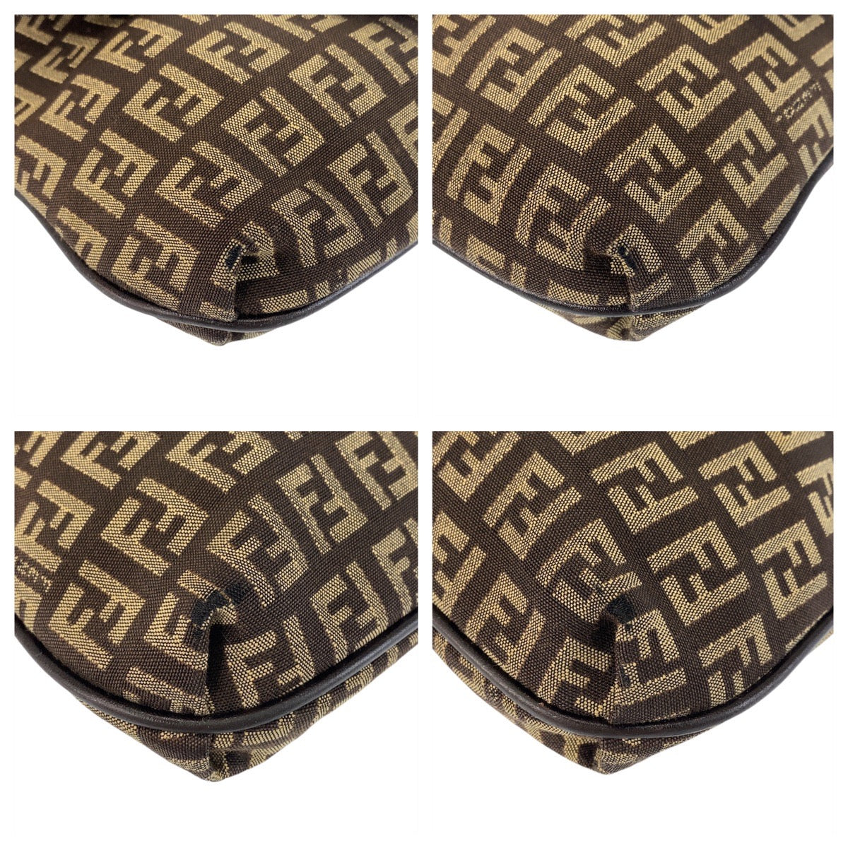 FENDI Shoulder Bag canvas Brown Silver Metal Crossbody Shoulder Bag Pochette Zucchino Kamsepochet Women Used