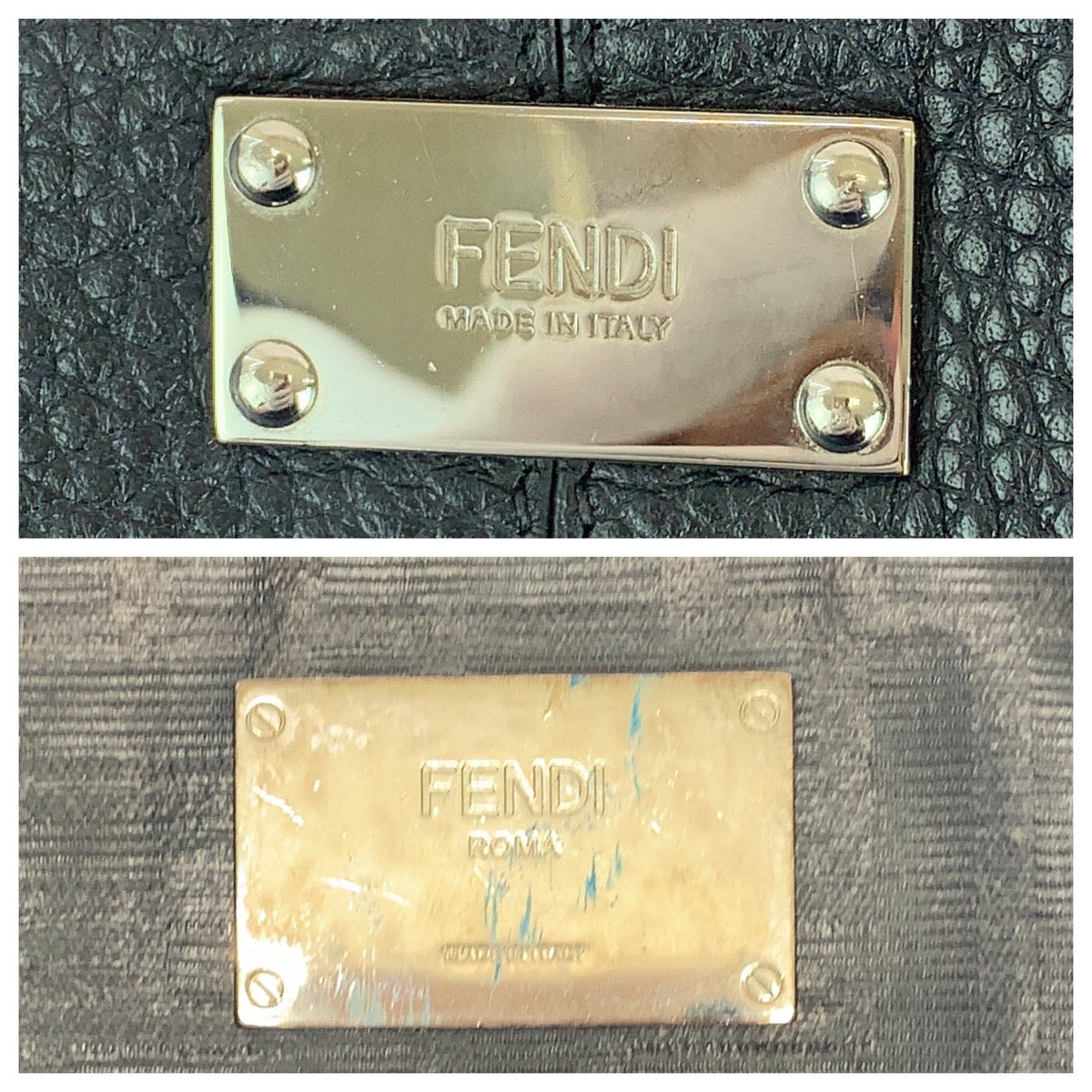 FENDI Business bag 7VA447 leather Black SilverMetal Business bag briefcase Peekaboo x light mens Used
