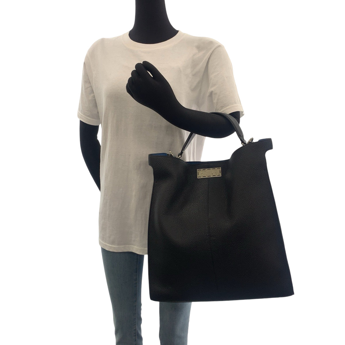 FENDI Business bag 7VA447 leather Black SilverMetal Business bag briefcase Peekaboo x light mens Used