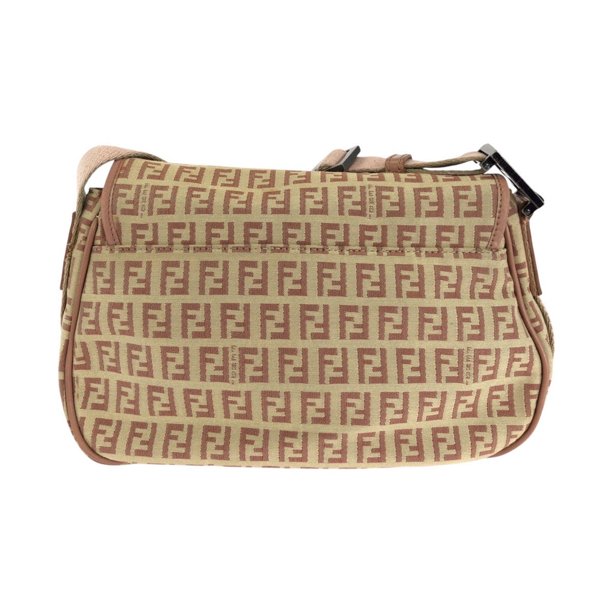 FENDI Shoulder Bag Canvas, Leather Beige Pink SilverMetal Shoulder Bag pochette Zucchino Women Used