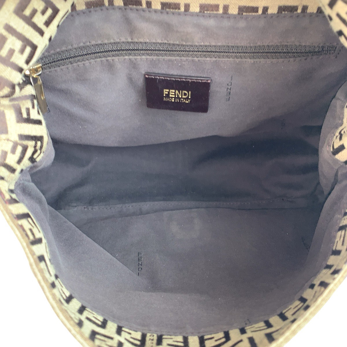 FENDI Shoulder Bag Canvas, Leather Brown Pink Gold Metal Shoulder Bag Zucchino Mamma Bucket Women Used