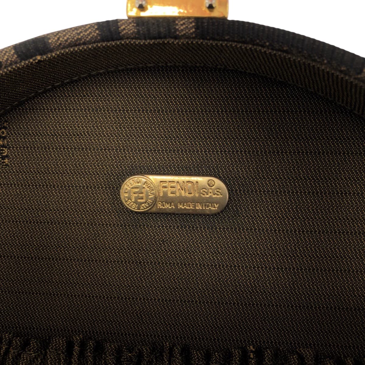 FENDI Handbag Canvas, Leather Brown Gold Metal Shoulder Bag Handbag 2way Zucca Pattern Women Used