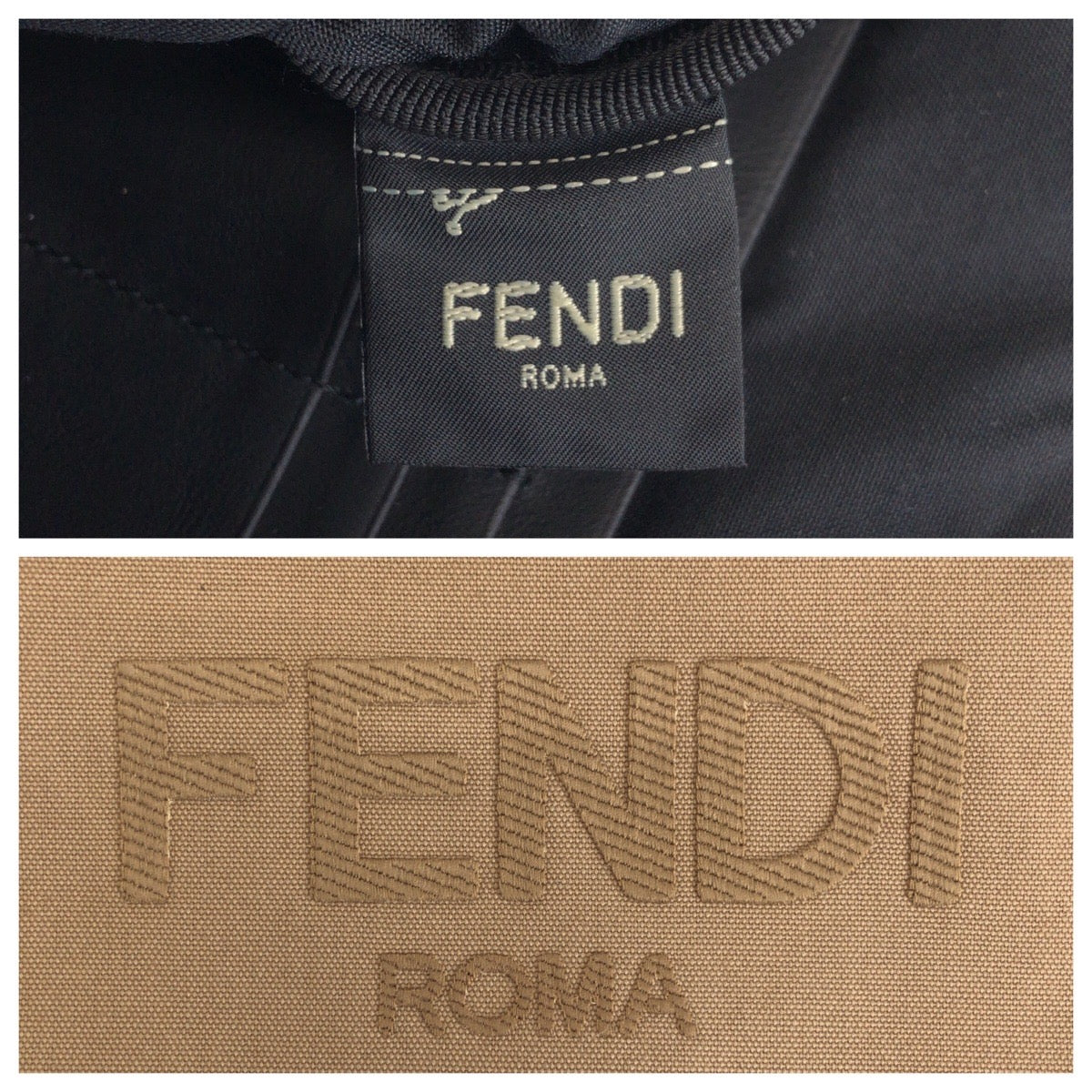 FENDI Clutch bag canvas Beige SilverMetal Clutch bag business bag pouch logo Women Used