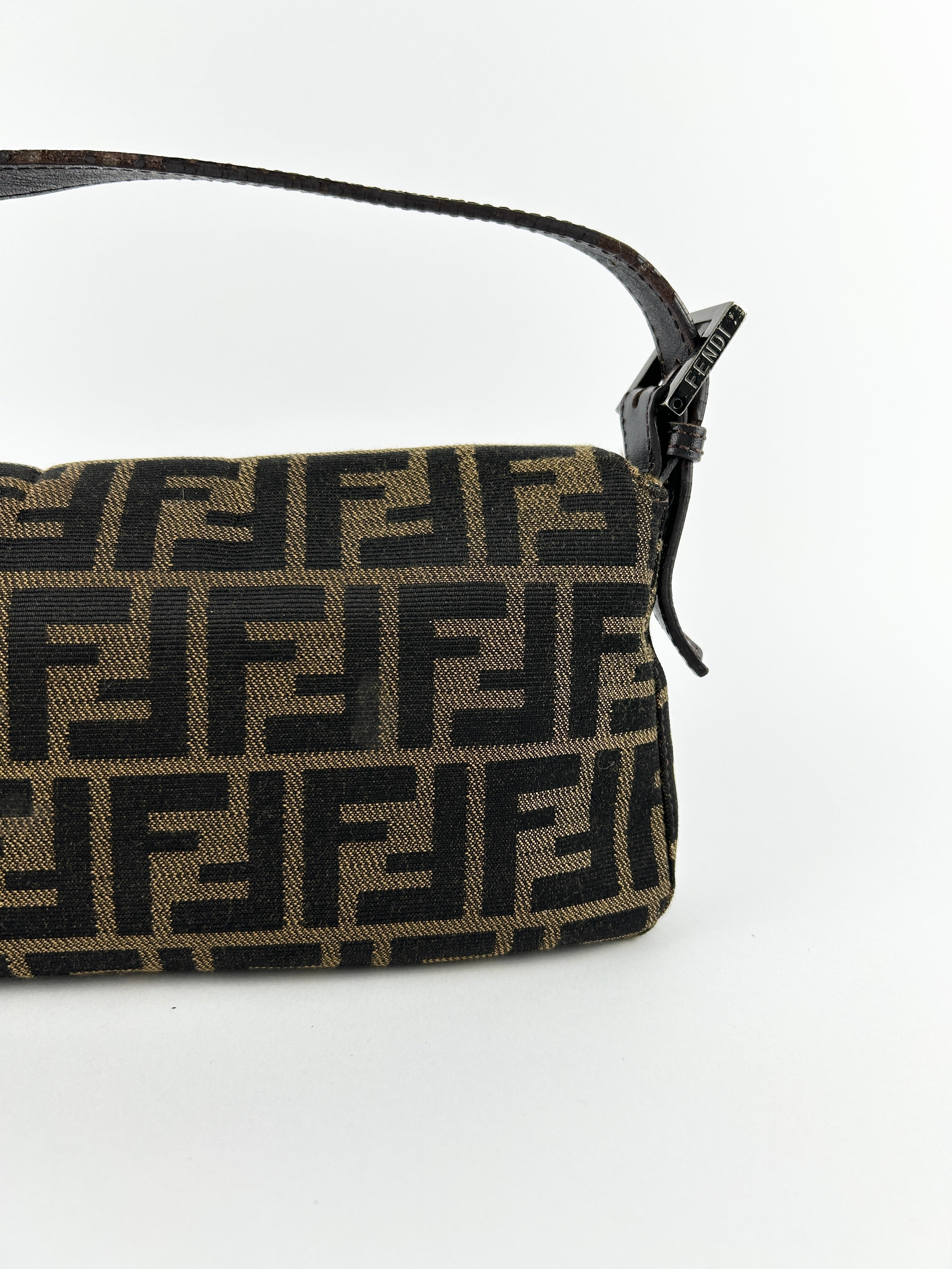 Vintage Fendi Zucca Baguette Shoulder Bag