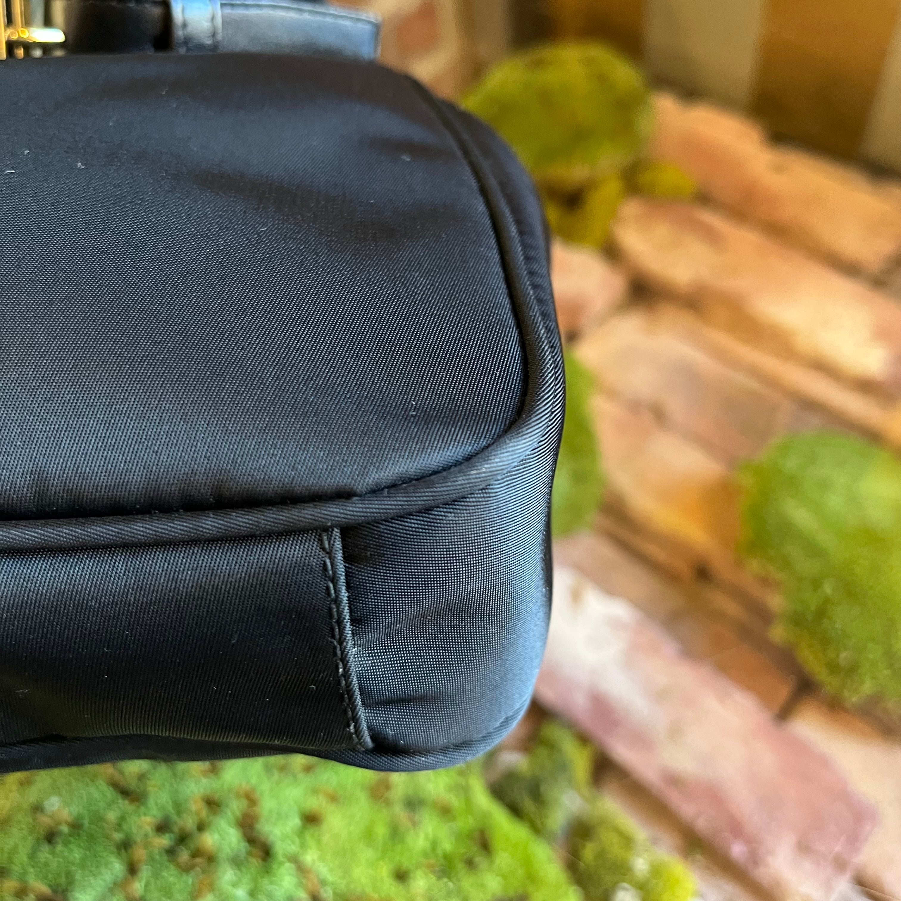 FENDI Logo Black Nylon Shoulder Bag