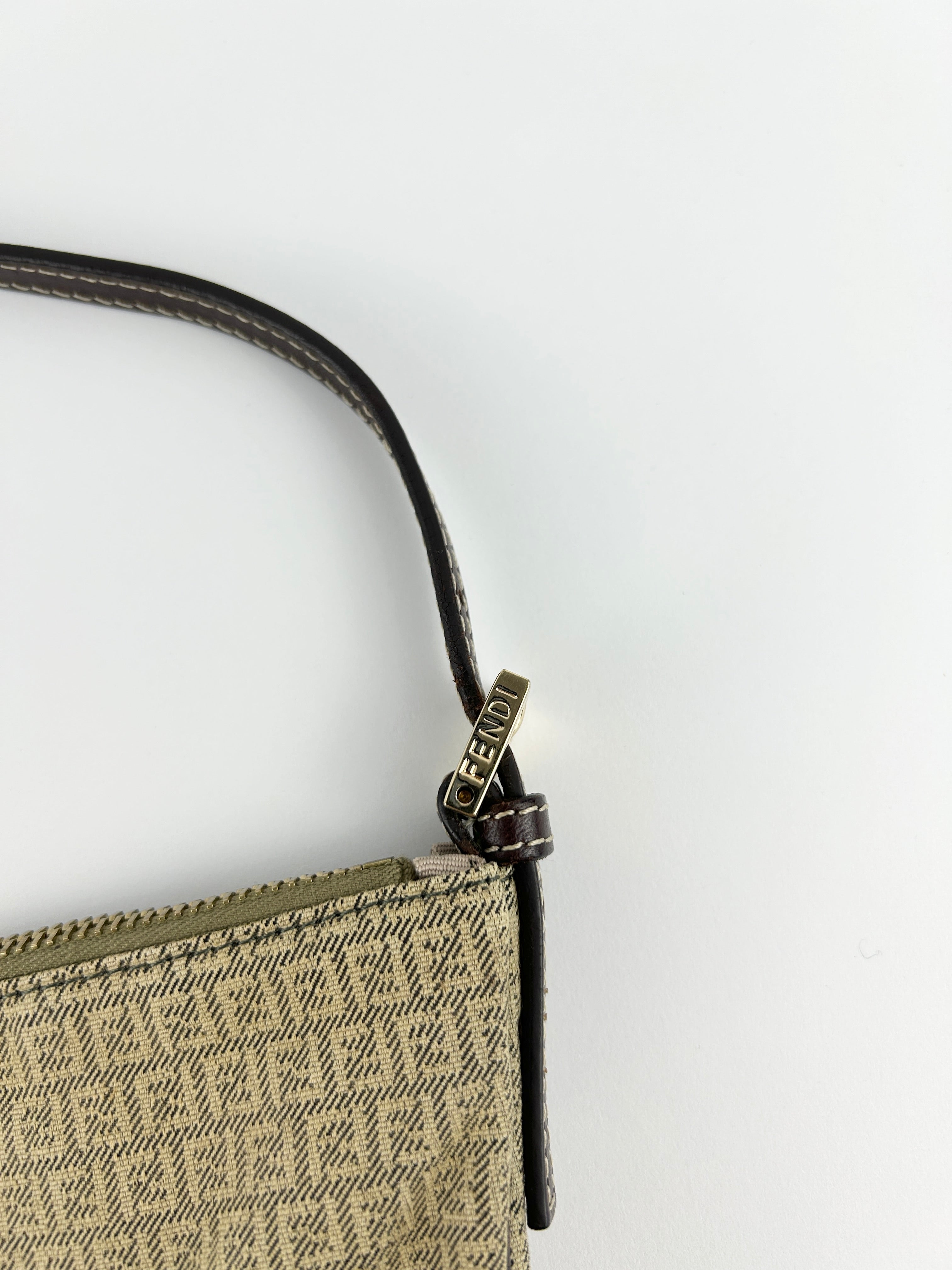 Vintage Fendi Zucca Mini FF Croissant Shoulder Bag