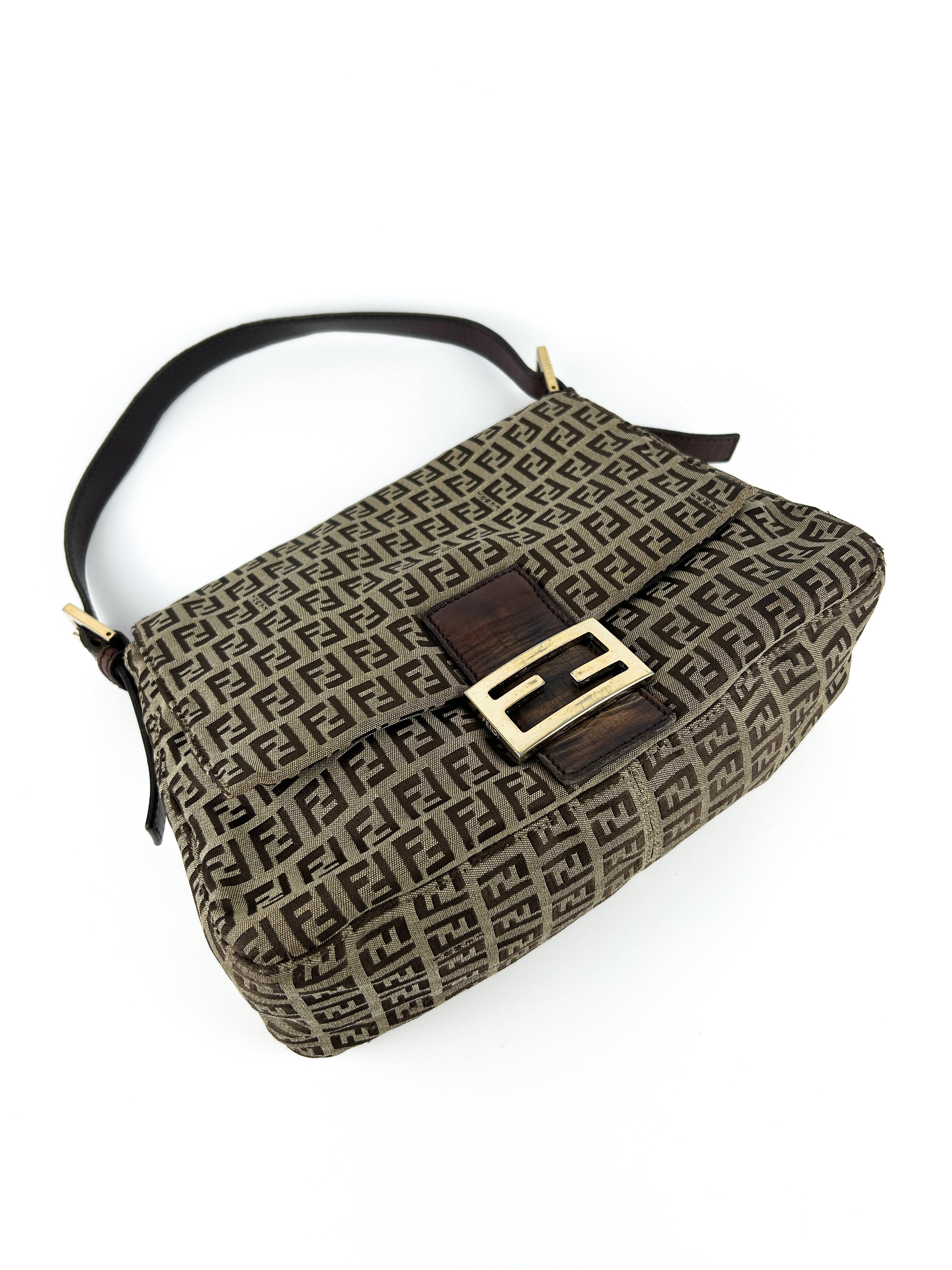 Vintage Fendi Zucca Mamma Baguette Shoulder Bag