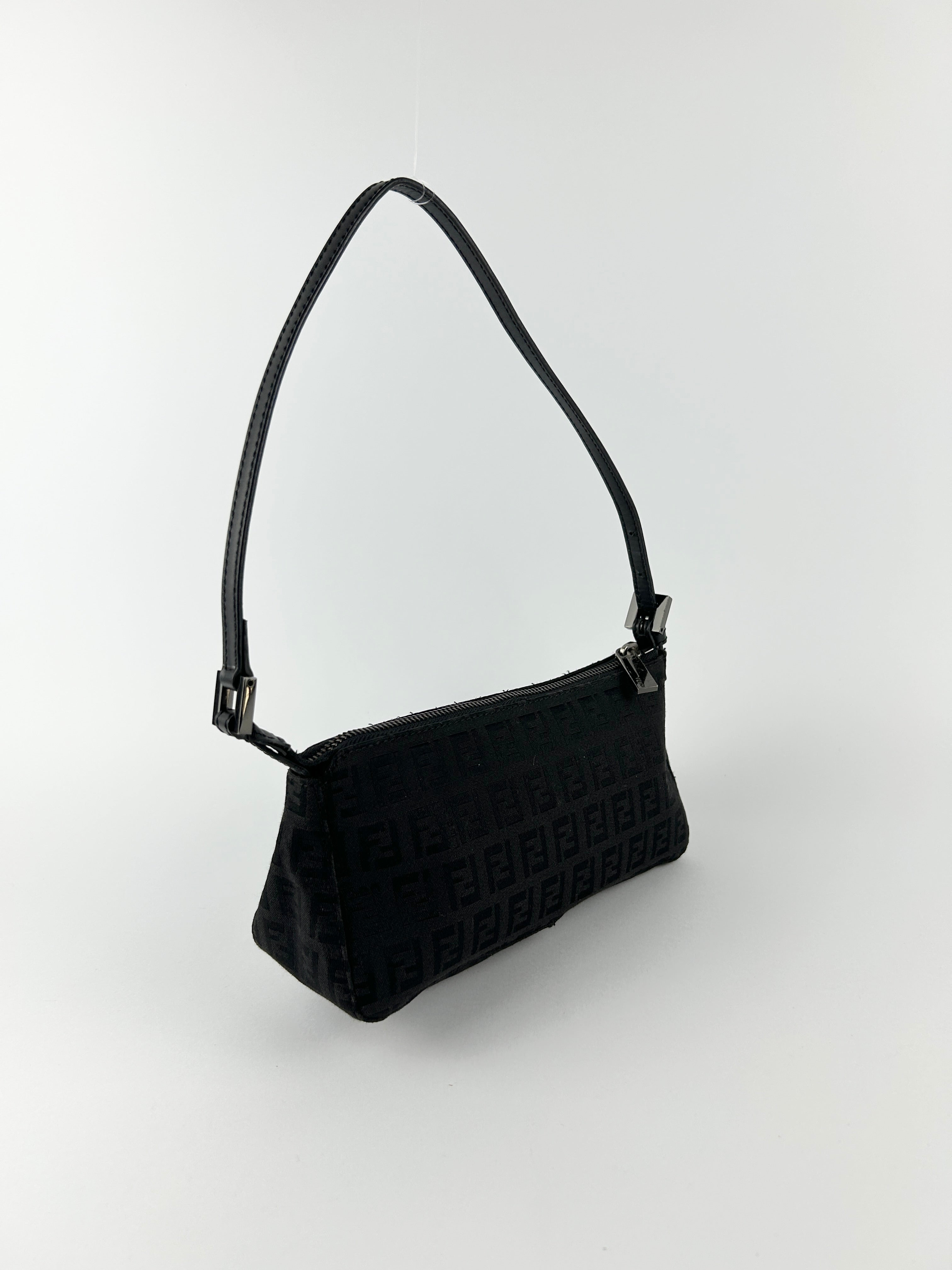 Vintage Fendi Zucca Black Shoulder Bag