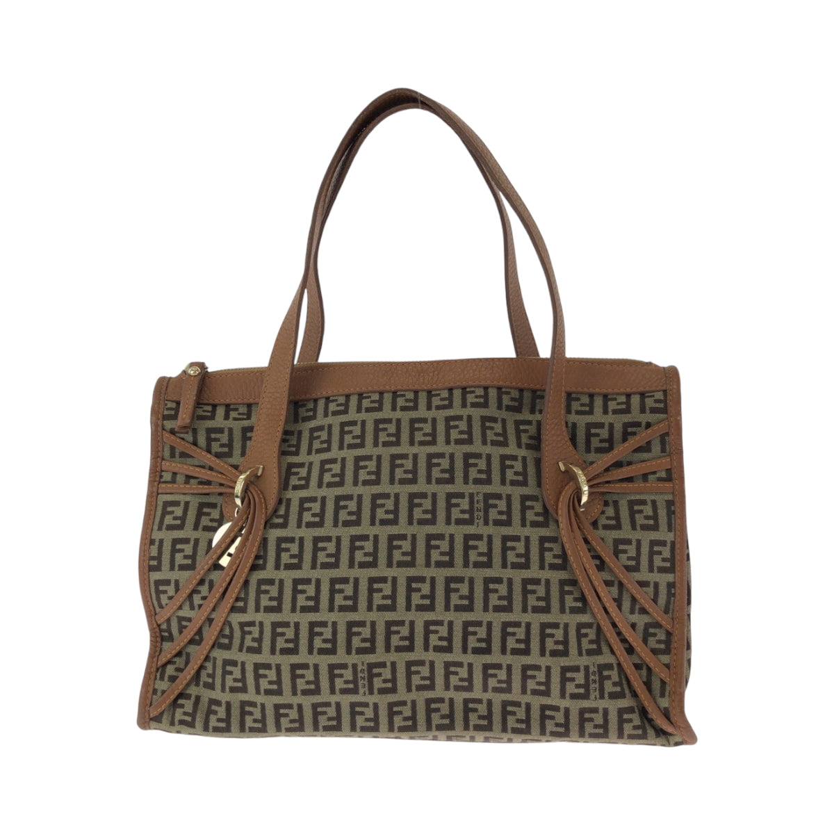 FENDI Tote Bag 8BL070 Canvas, Leather Brown Tote Bag handbag Zucchino Women Used