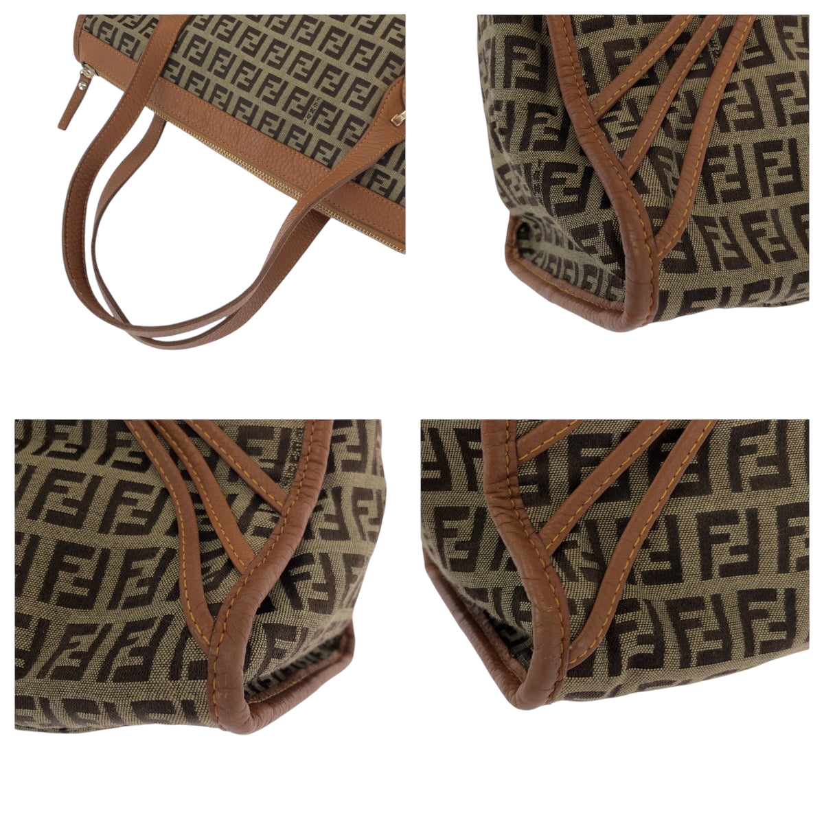 FENDI Tote Bag 8BL070 Canvas, Leather Brown Tote Bag handbag Zucchino Women Used