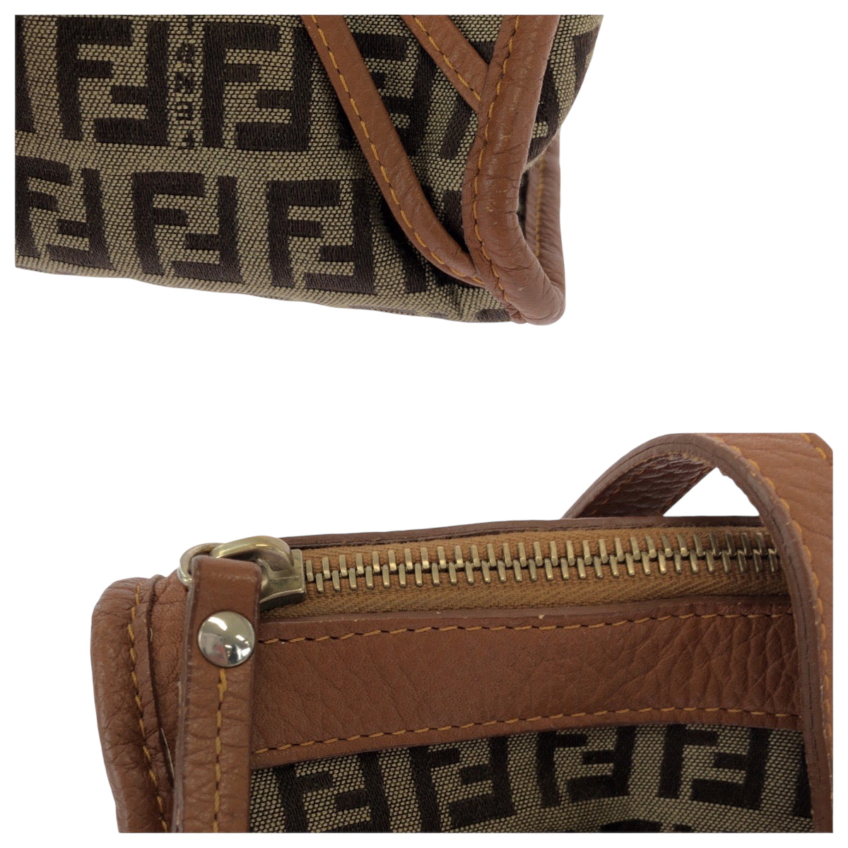 FENDI Tote Bag 8BL070 Canvas, Leather Brown Tote Bag handbag Zucchino Women Used