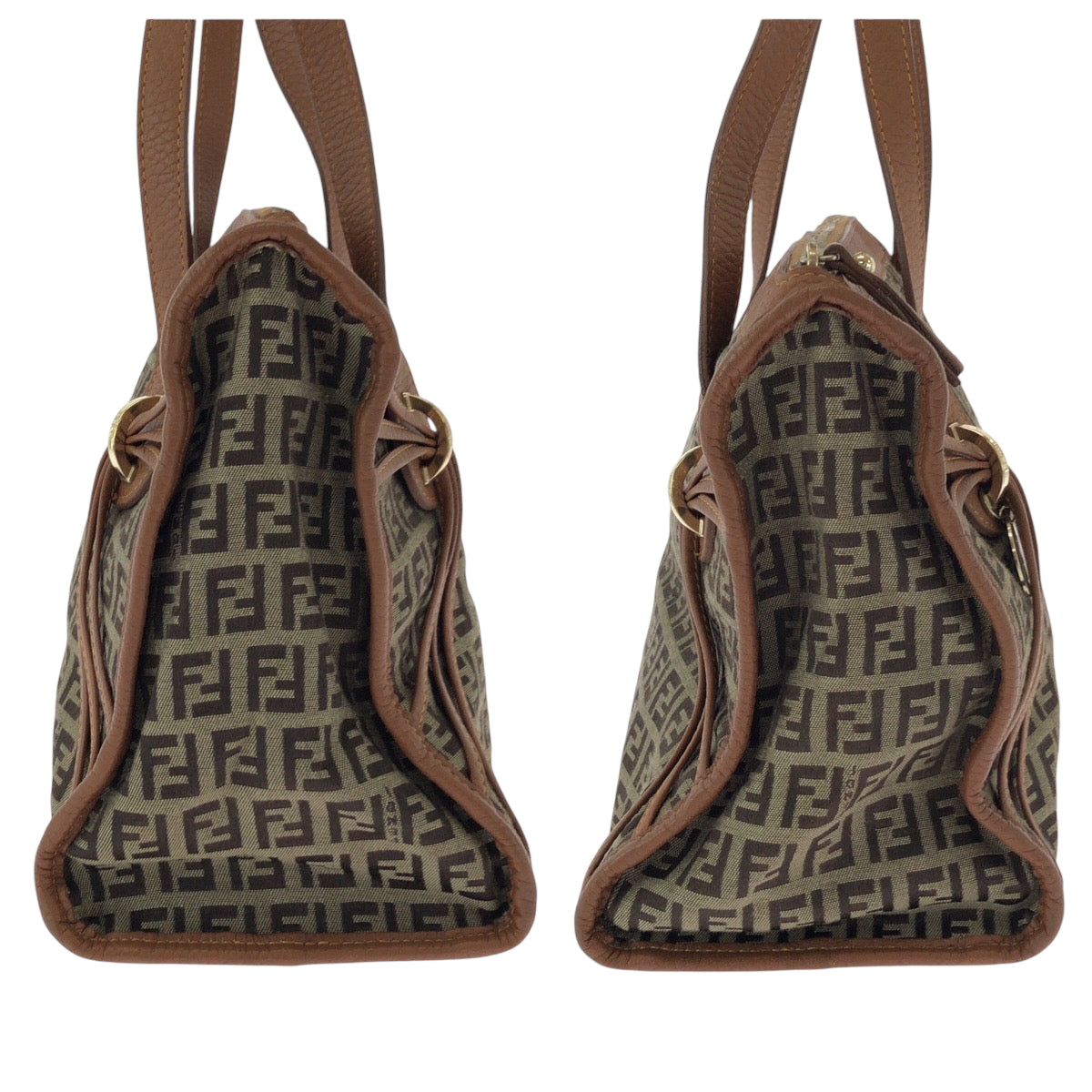 FENDI Tote Bag 8BL070 Canvas, Leather Brown Tote Bag handbag Zucchino Women Used