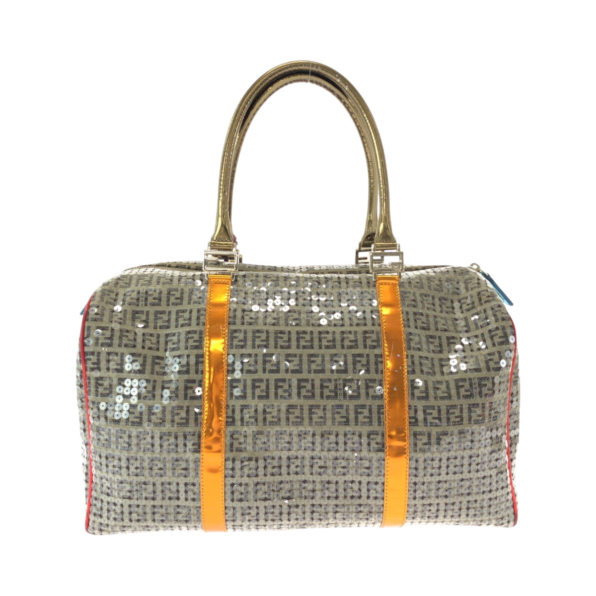 FENDI Boston Duffel bag 2370 8BL099 XBH 079 canvas Beige Multicolor Gold Metal Boston Duffel bag Handbag Zucchino Sequins Overnight Women Used