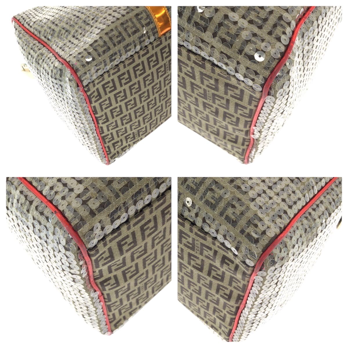 FENDI Boston Duffel bag 2370 8BL099 XBH 079 canvas Beige Multicolor Gold Metal Boston Duffel bag Handbag Zucchino Sequins Overnight Women Used