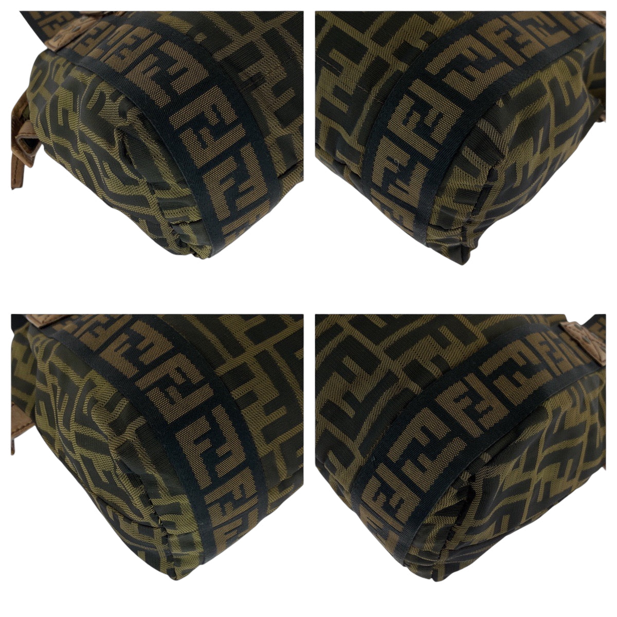 FENDI Handbag canvas Brown Gold Metal Handbag Shoulder Bag Zucca Women Used