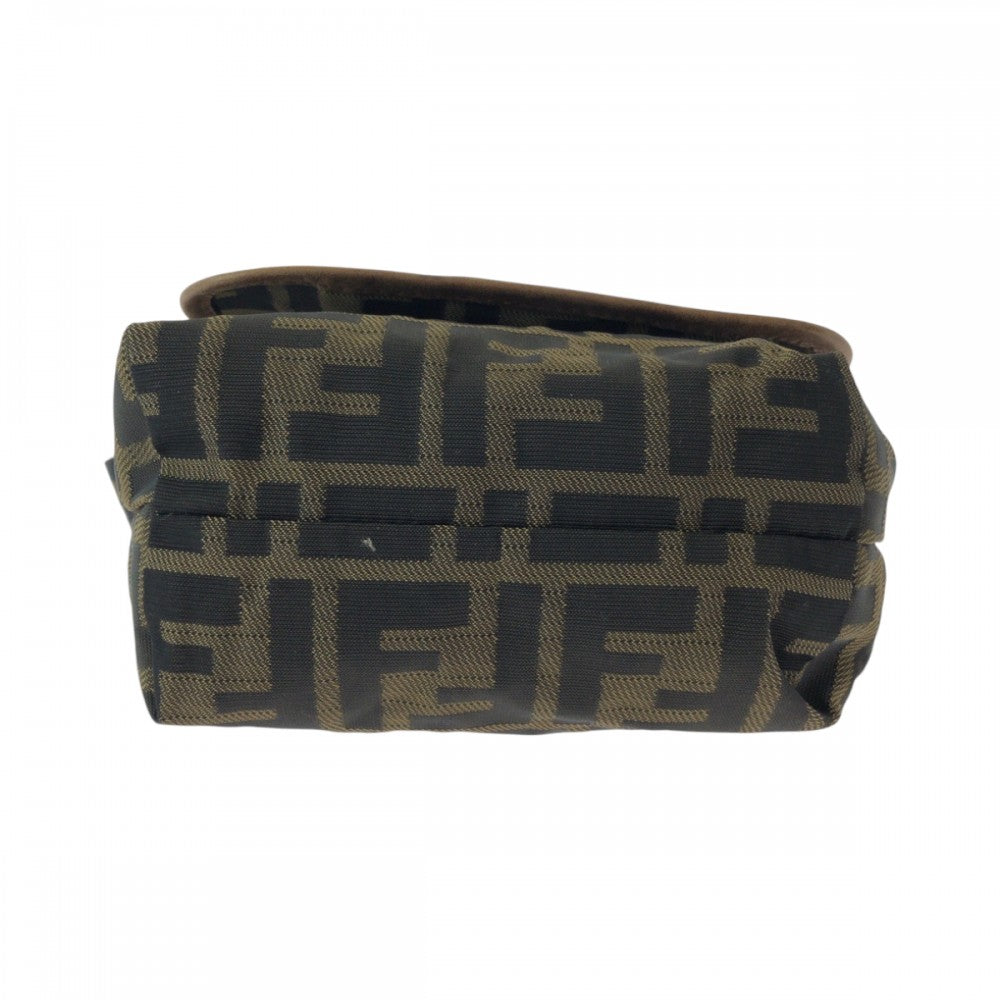 FENDI Shoulder Bag canvas Brown Gold Metal Shoulder Bag pochette Zucca FF logo Women Used