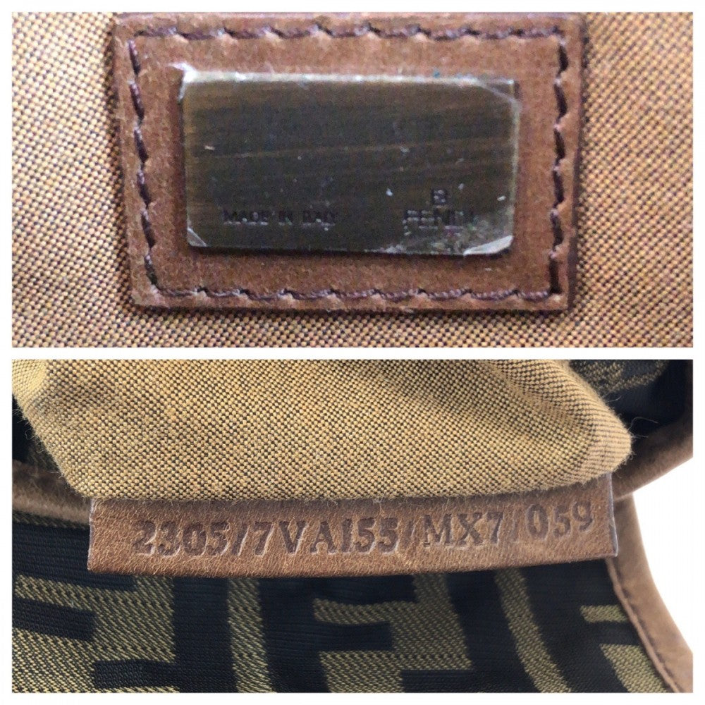 FENDI Shoulder Bag canvas Brown Gold Metal Shoulder Bag pochette Zucca FF logo Women Used