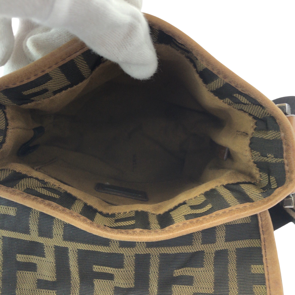 FENDI Shoulder Bag canvas Brown Gold Metal Shoulder Bag pochette Zucca FF logo Women Used