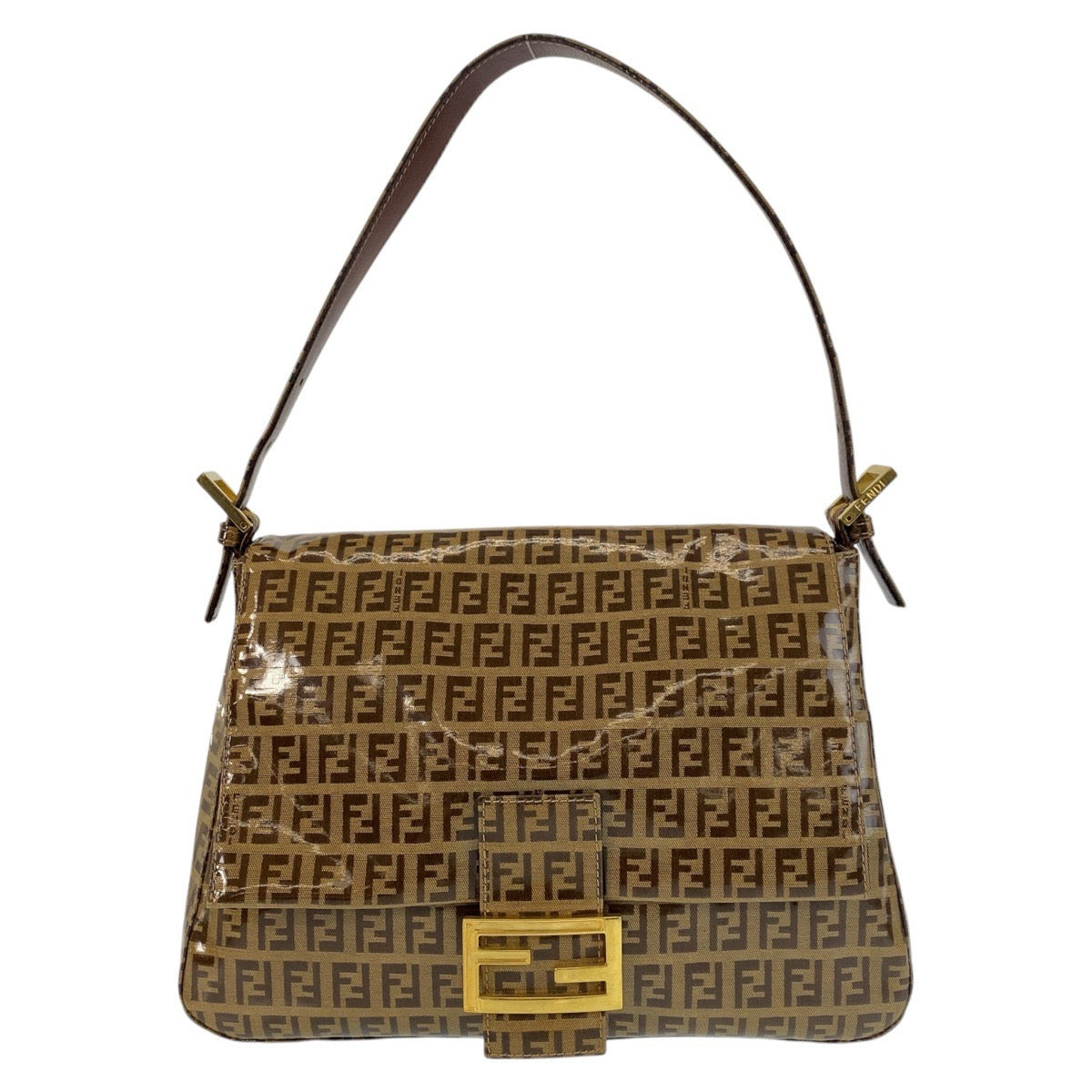 FENDI Shoulder Bag Patent leather, leather Brown Zucchino Mamma Bucket Women Used