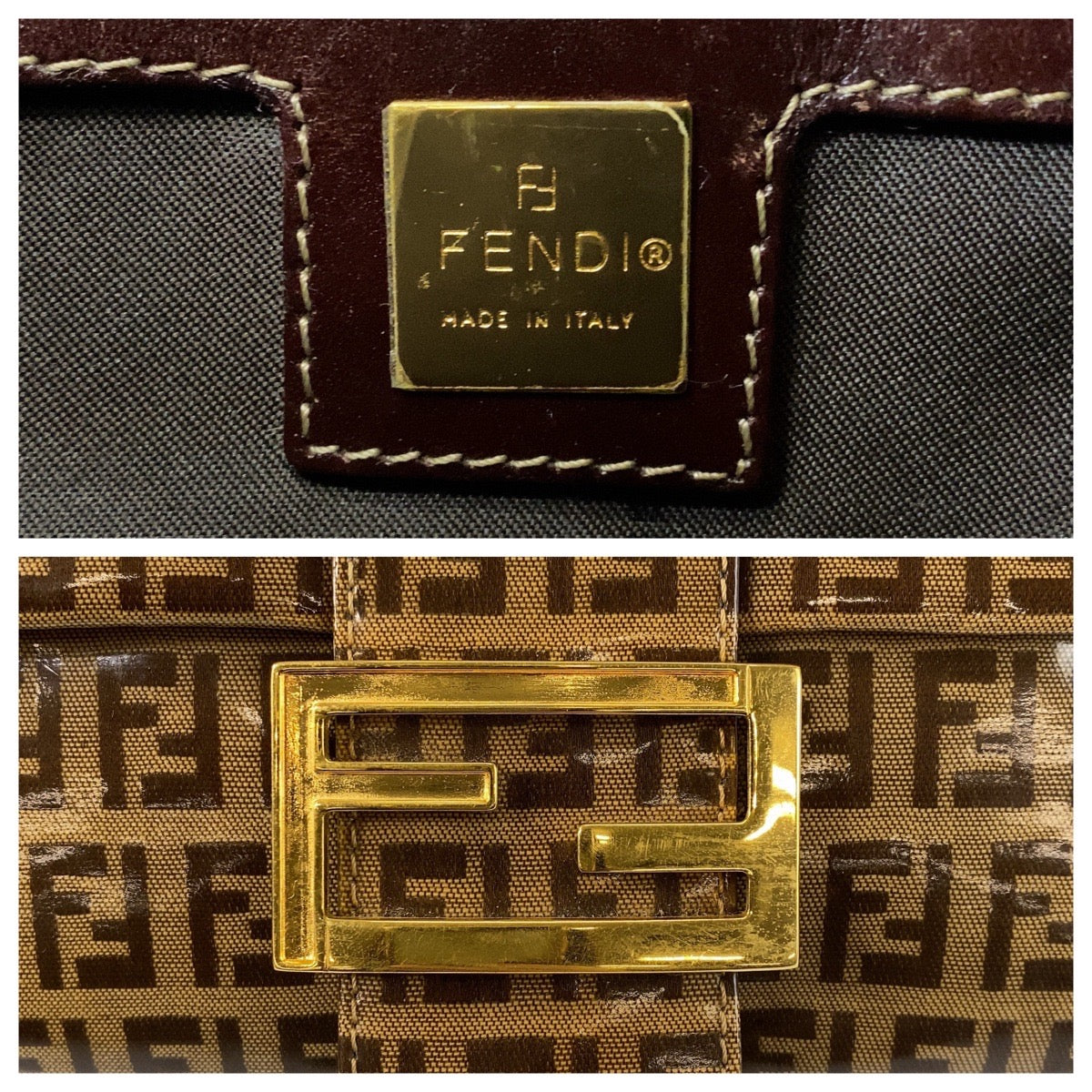 FENDI Shoulder Bag Patent leather, leather Brown Zucchino Mamma Bucket Women Used