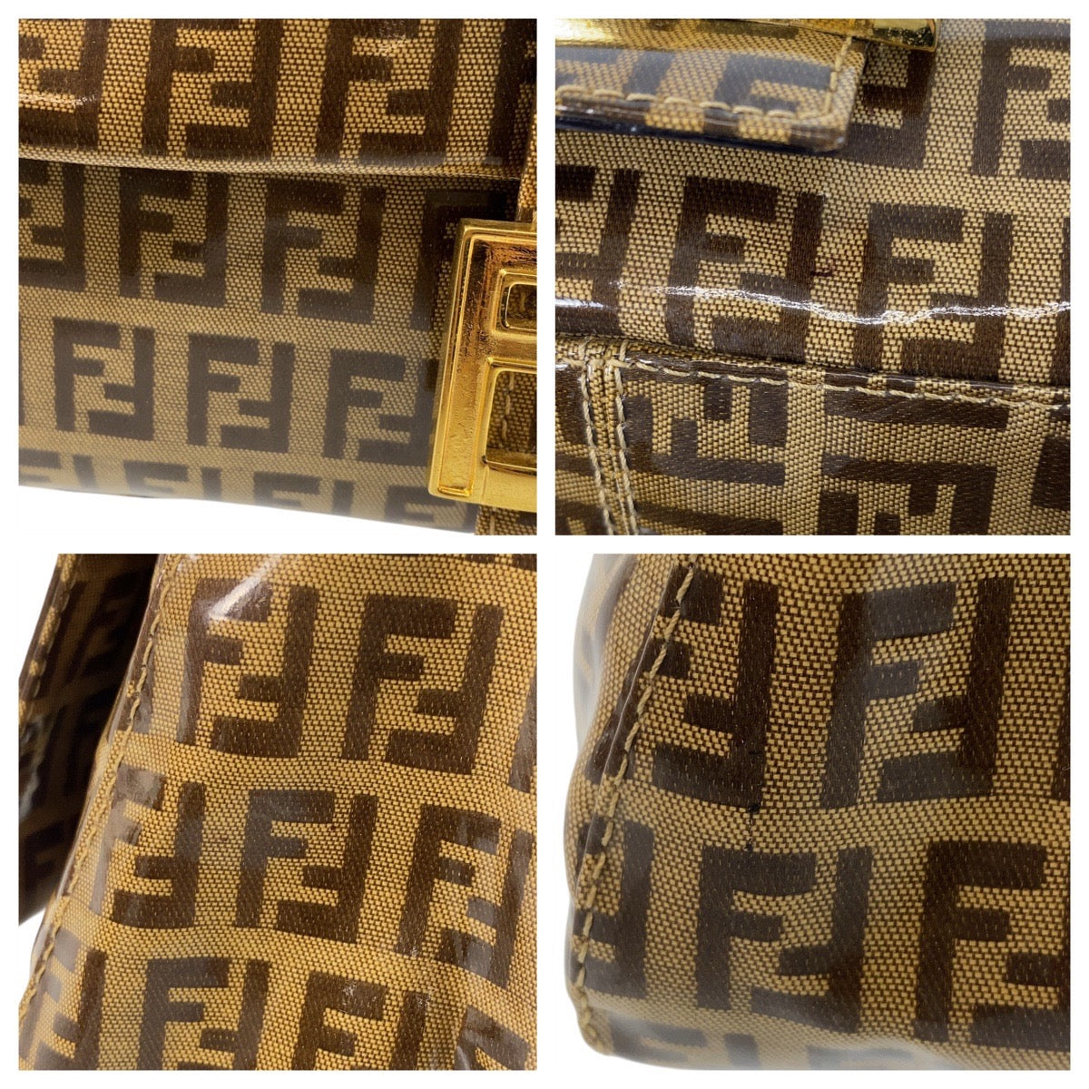 FENDI Shoulder Bag Patent leather, leather Brown Zucchino Mamma Bucket Women Used