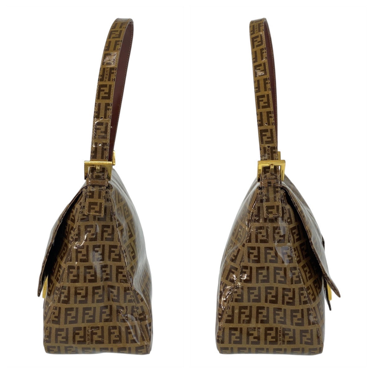 FENDI Shoulder Bag Patent leather, leather Brown Zucchino Mamma Bucket Women Used
