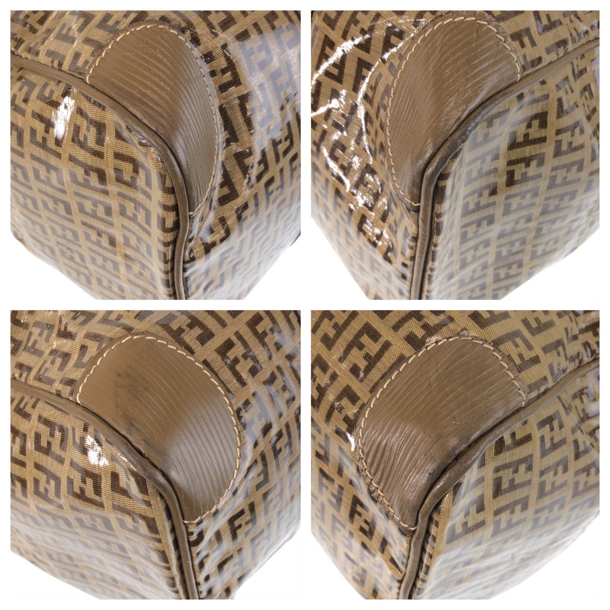 FENDI Handbag PVC, Leather beige Handbag Boston Duffel bag Zucca Women Used