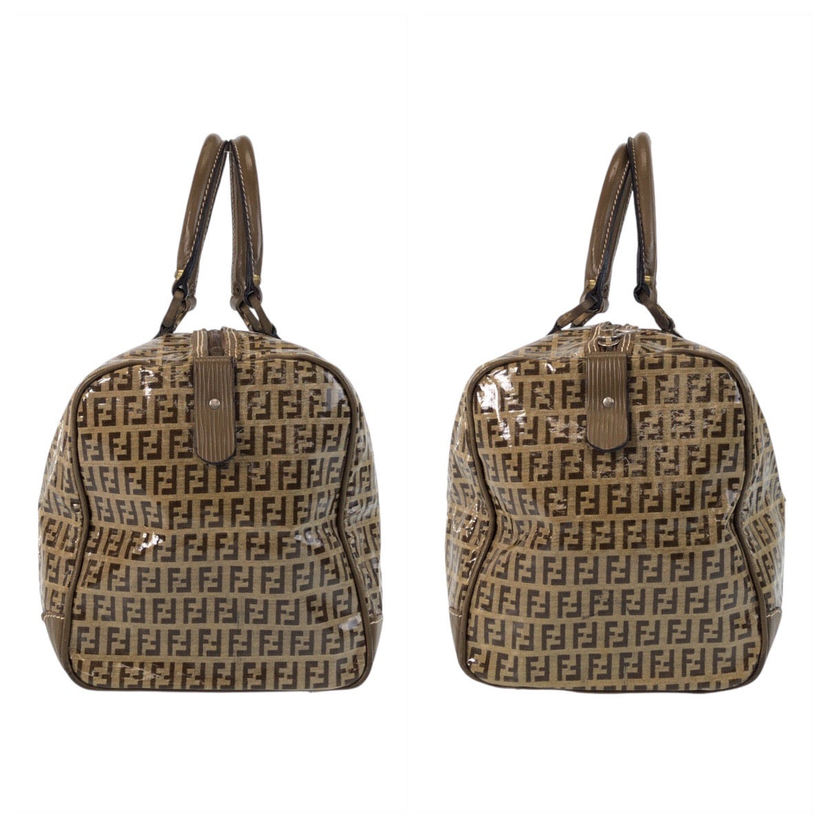 FENDI Handbag PVC, Leather beige Handbag Boston Duffel bag Zucca Women Used