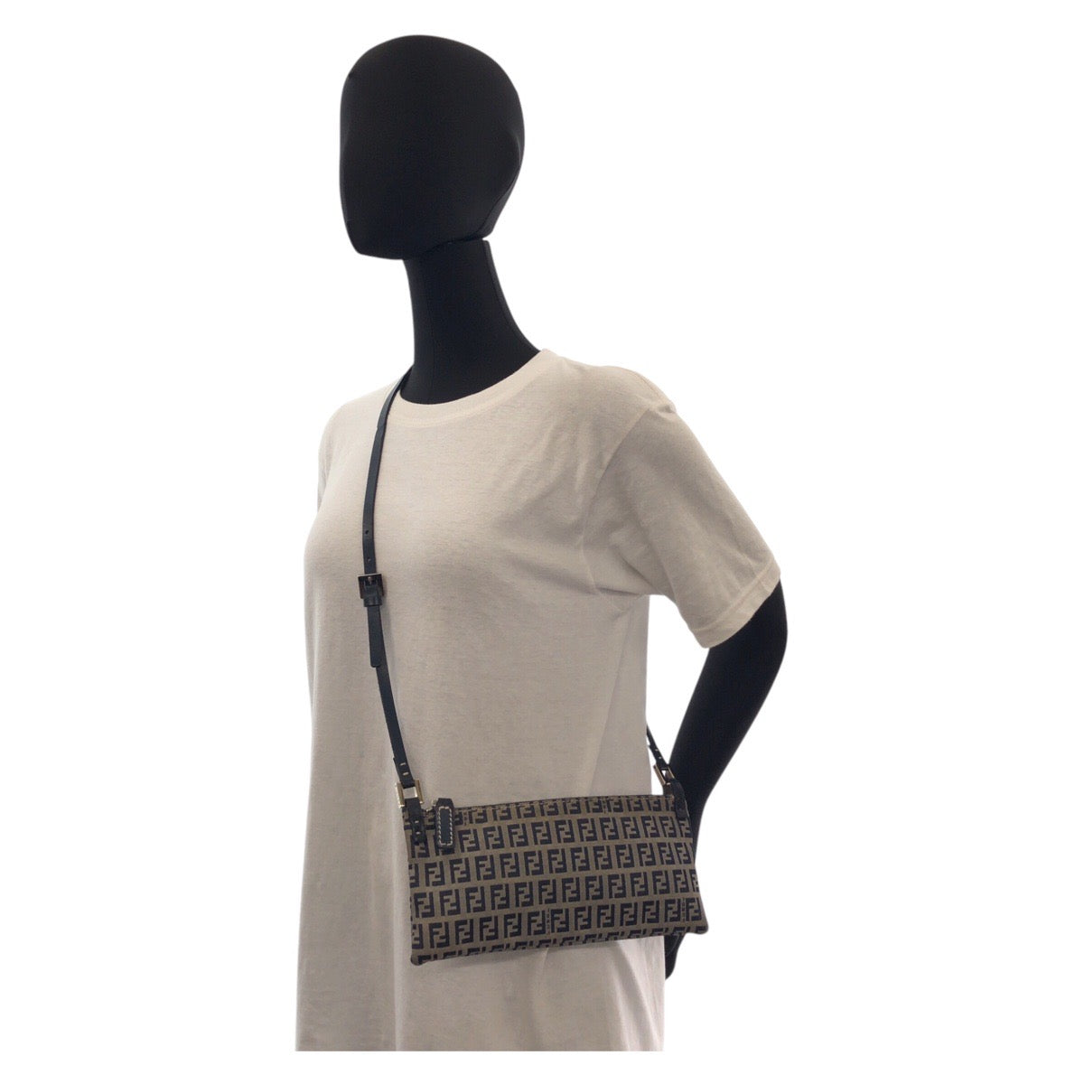 FENDI Shoulder Bag Canvas, Leather gray Shoulder Bag pochette Zucchino Women Used
